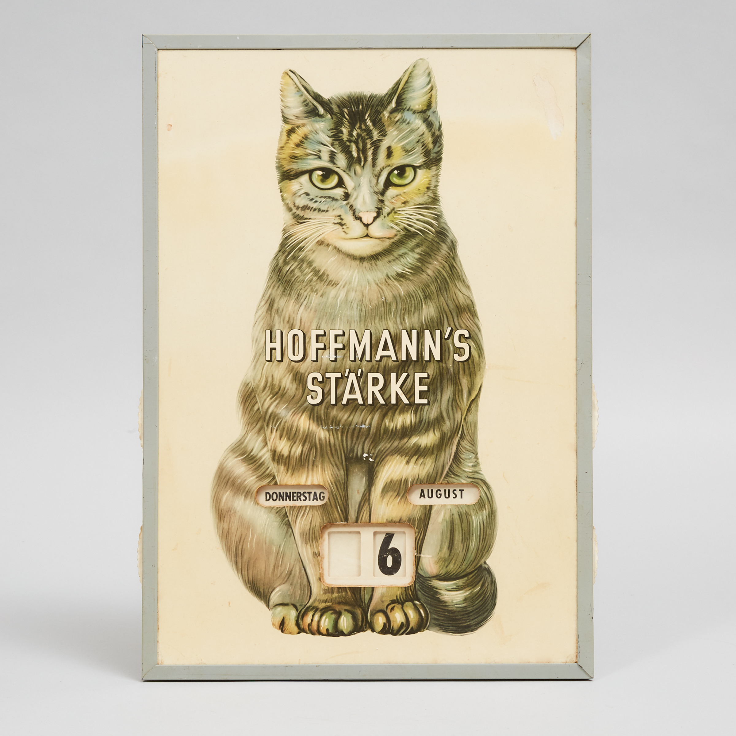 German Advertising Perpetual Calendar with Cat, c.1920