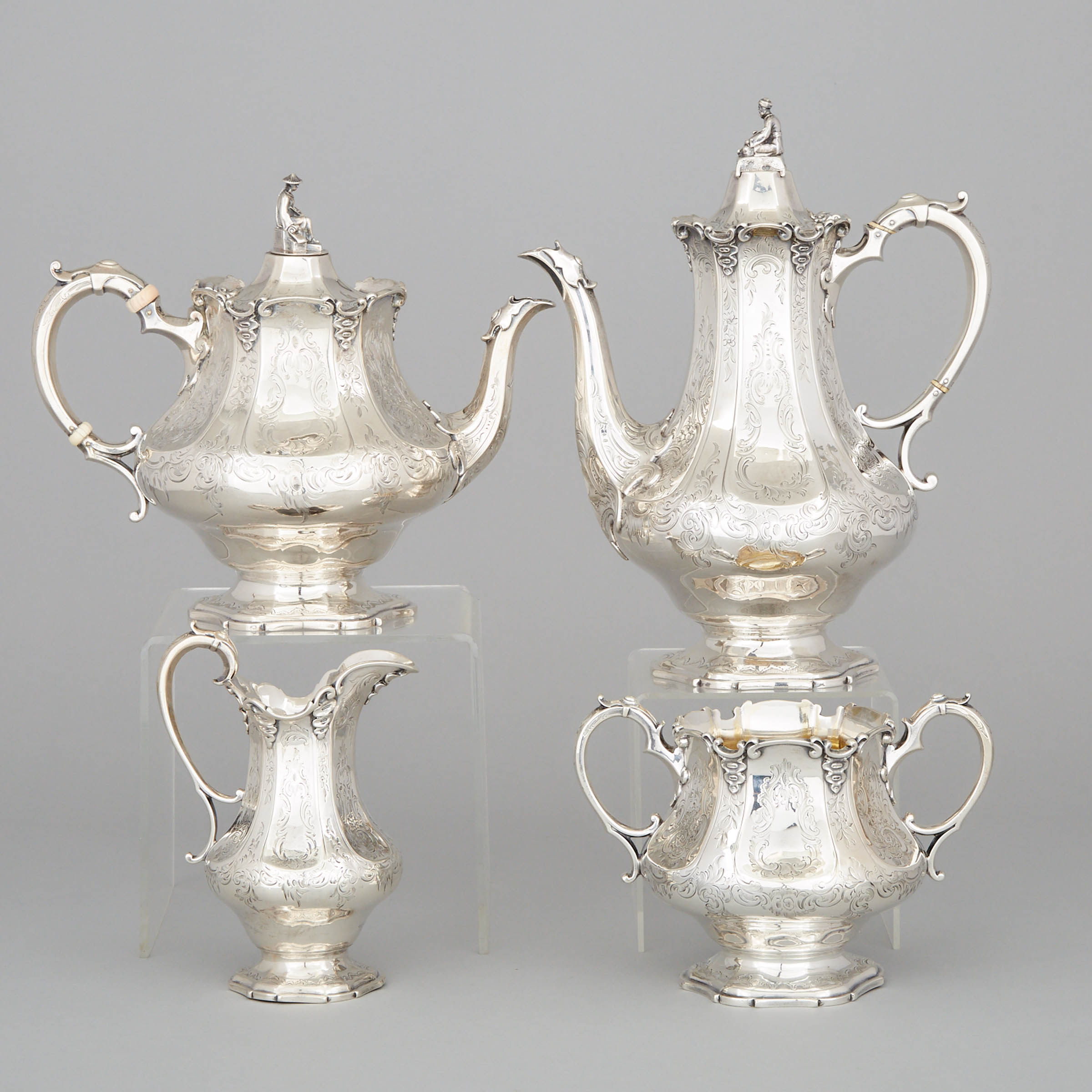 Victorian Silver Tea and Coffee Service, Edward, John & William Barnard, London, 1852