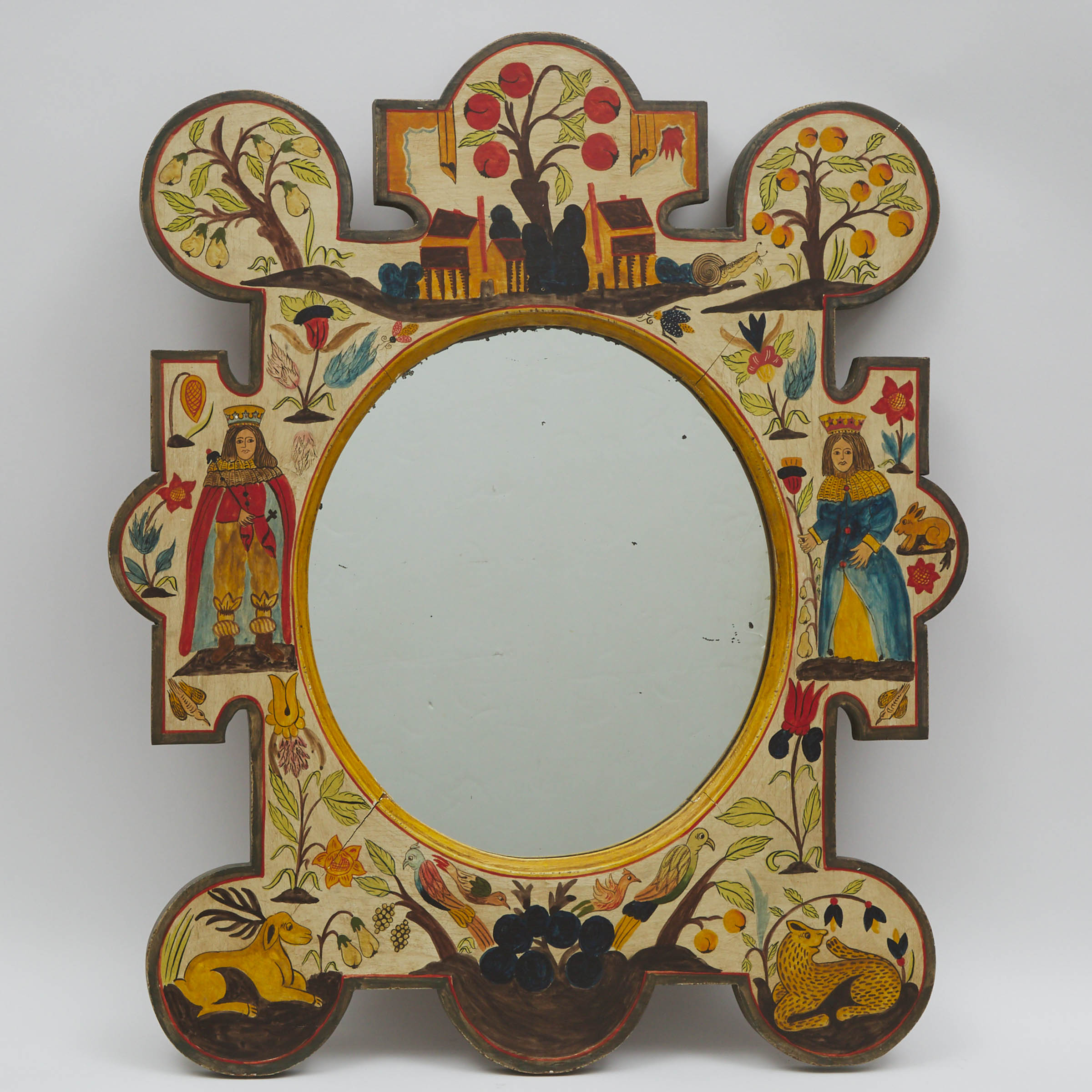 Folk Art Polychromed Mirror, 20th century