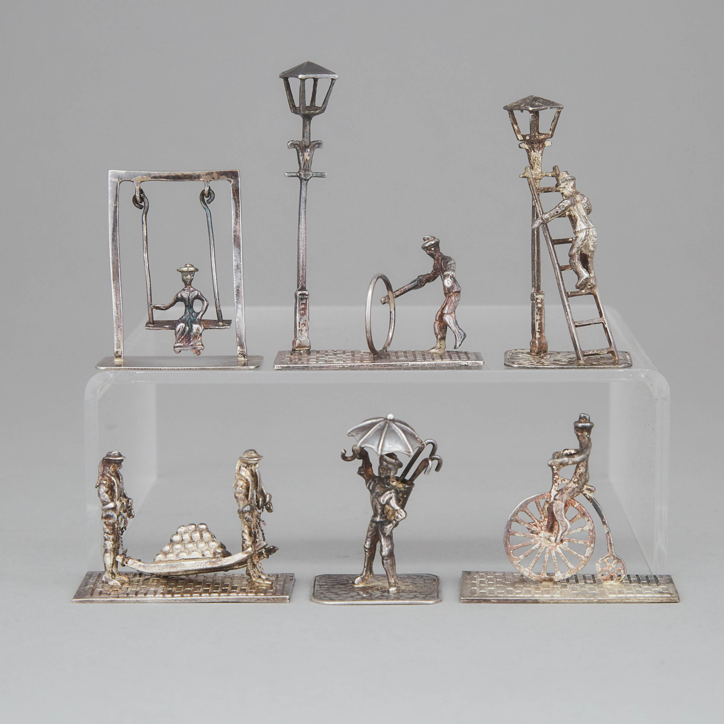 Six Dutch Silver Miniature Figures and Groups, 20th century