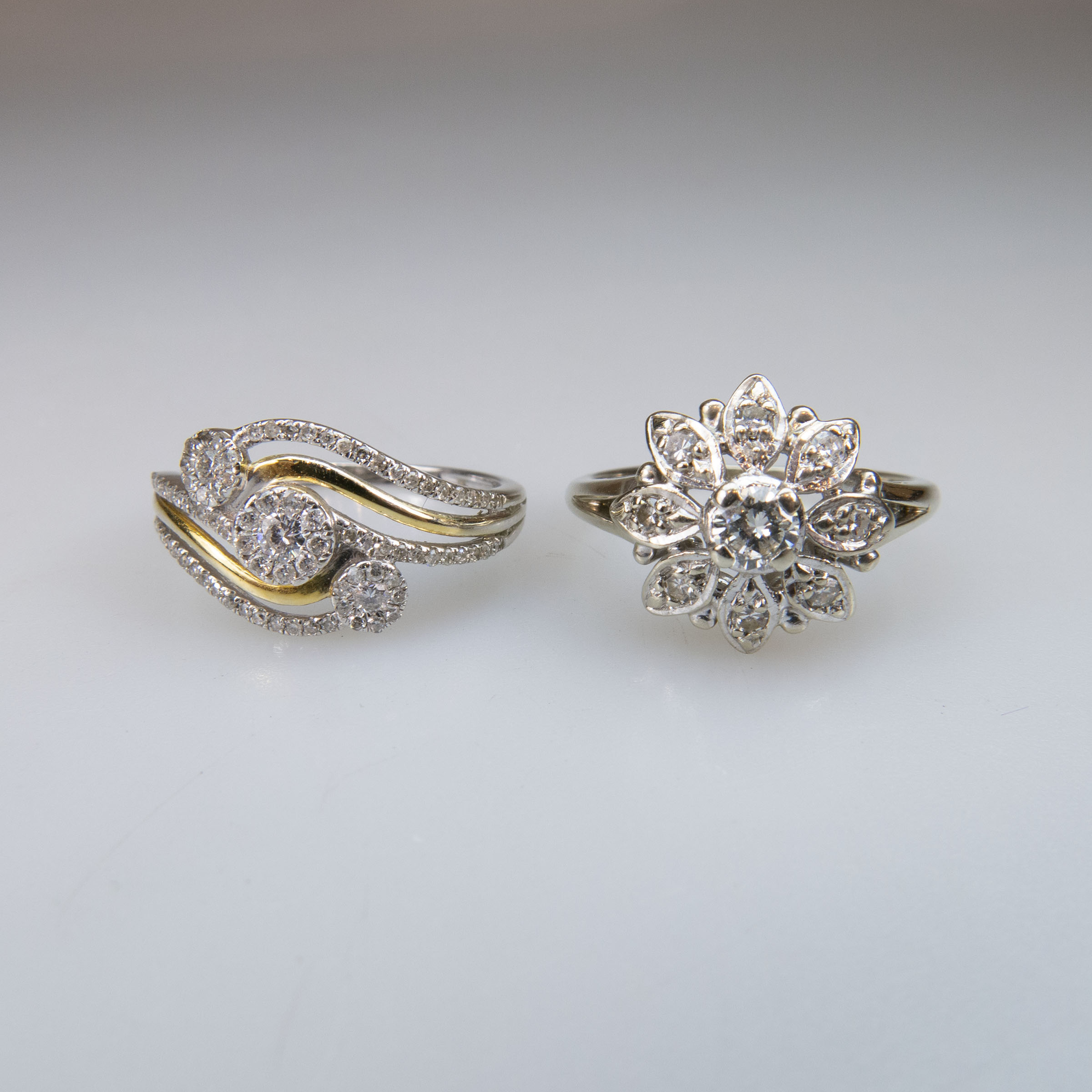 2 x 14k White And Yellow Gold Rings