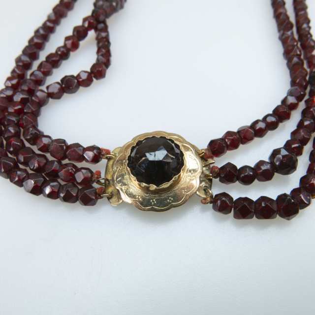 Triple Strand Faceted Garnet Bead Necklace