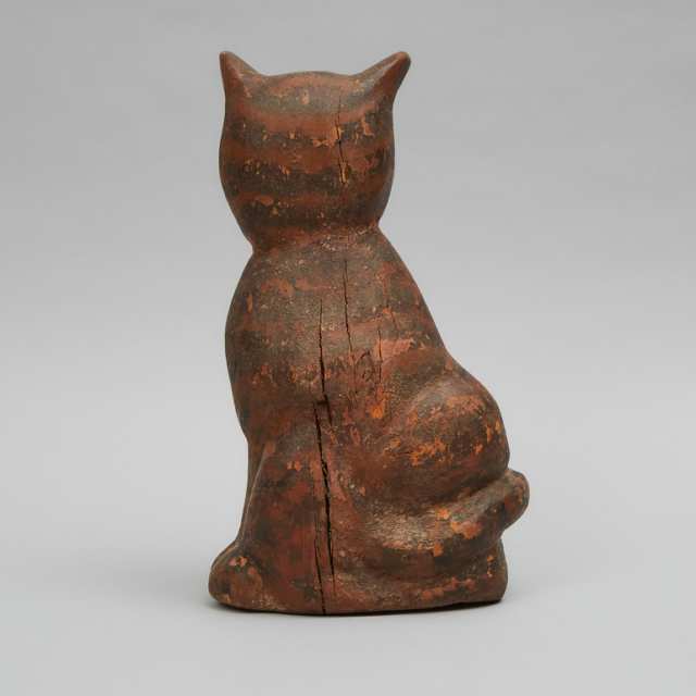Ontario Folk Art Carved and Polychromed Model of a Seated Cat, early 20th century