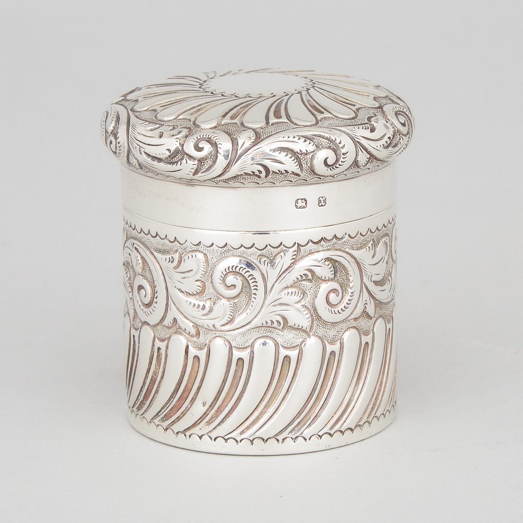 Late Victorian Silver Covered Jar, John Edward Wilmot, Birmingham, 1897