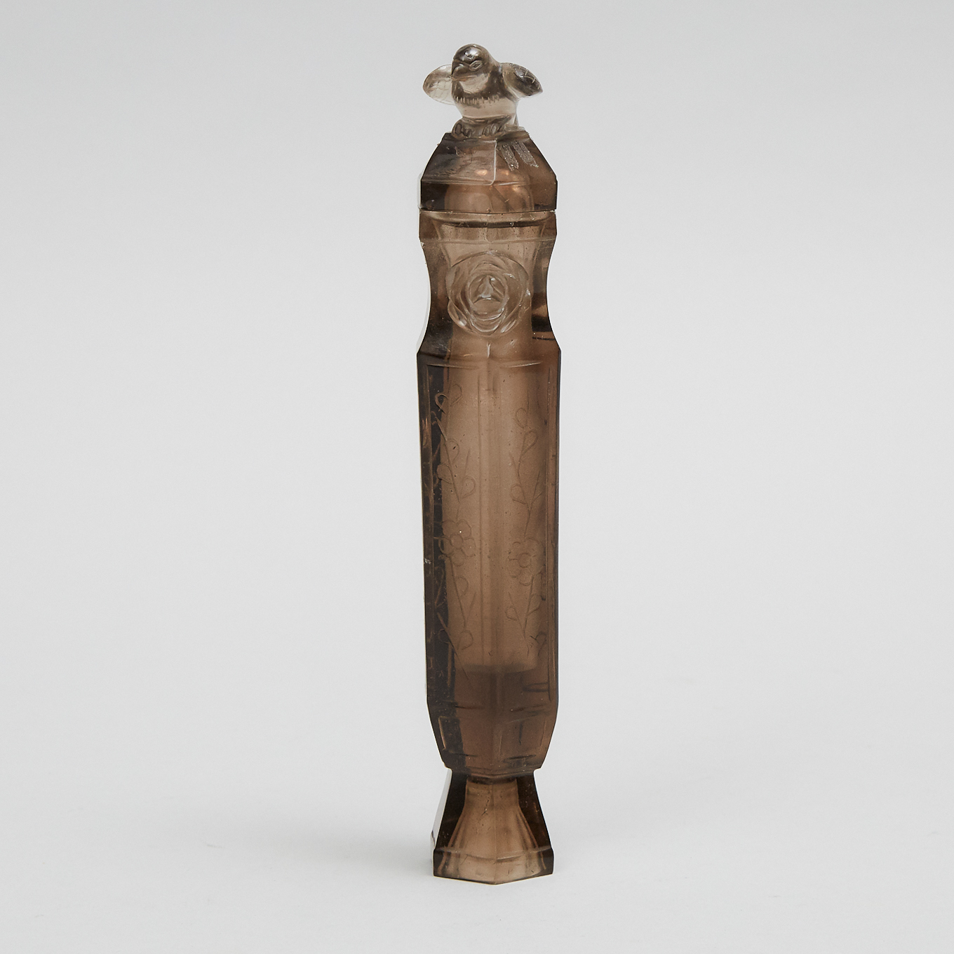 Archaistic Carved Rock Crystal Covered Vase or Vial, early 20th Century