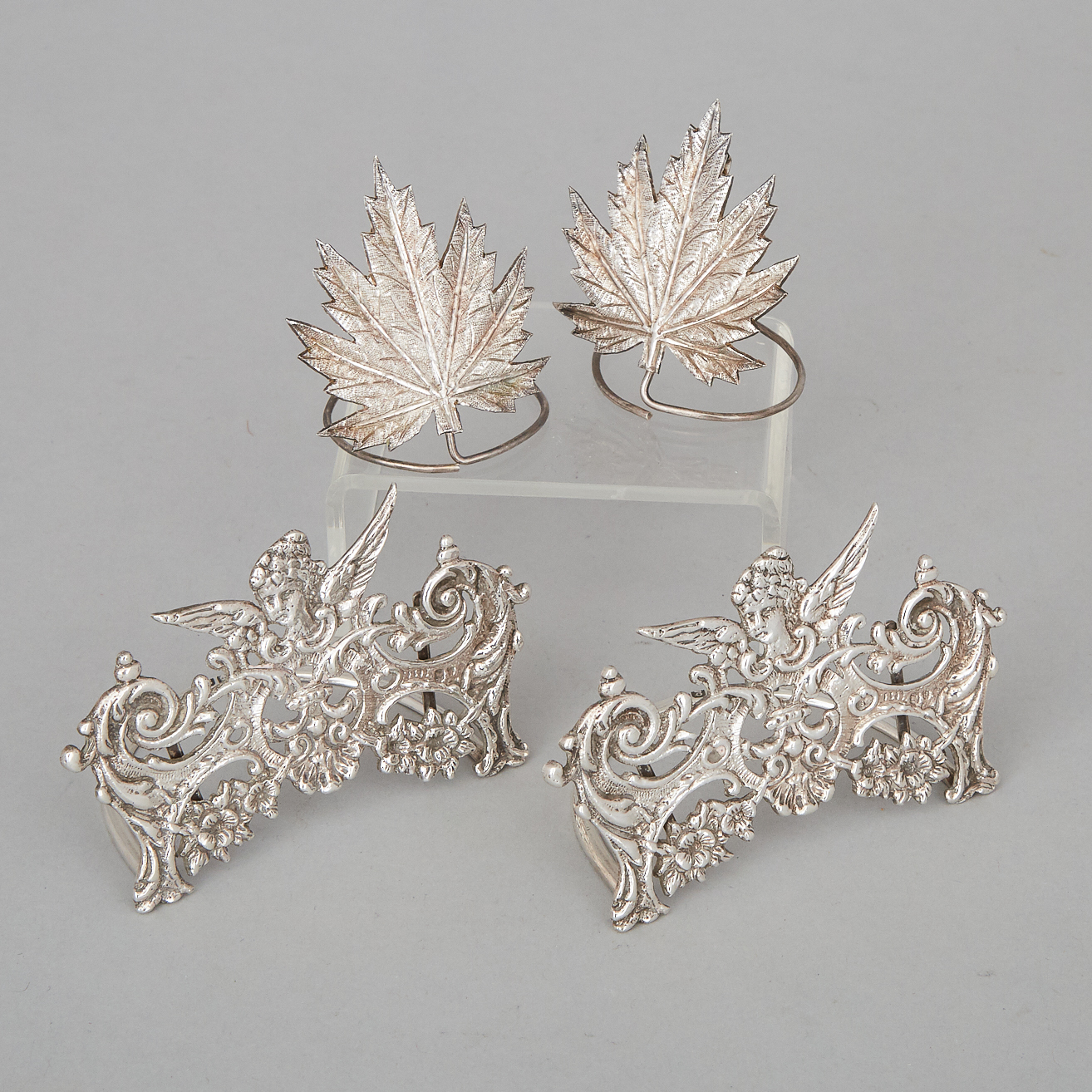 Pair of Edwardian Silver Menu Holders, Stuart Clifford, London, 1902, and Another Pair, early 20th century