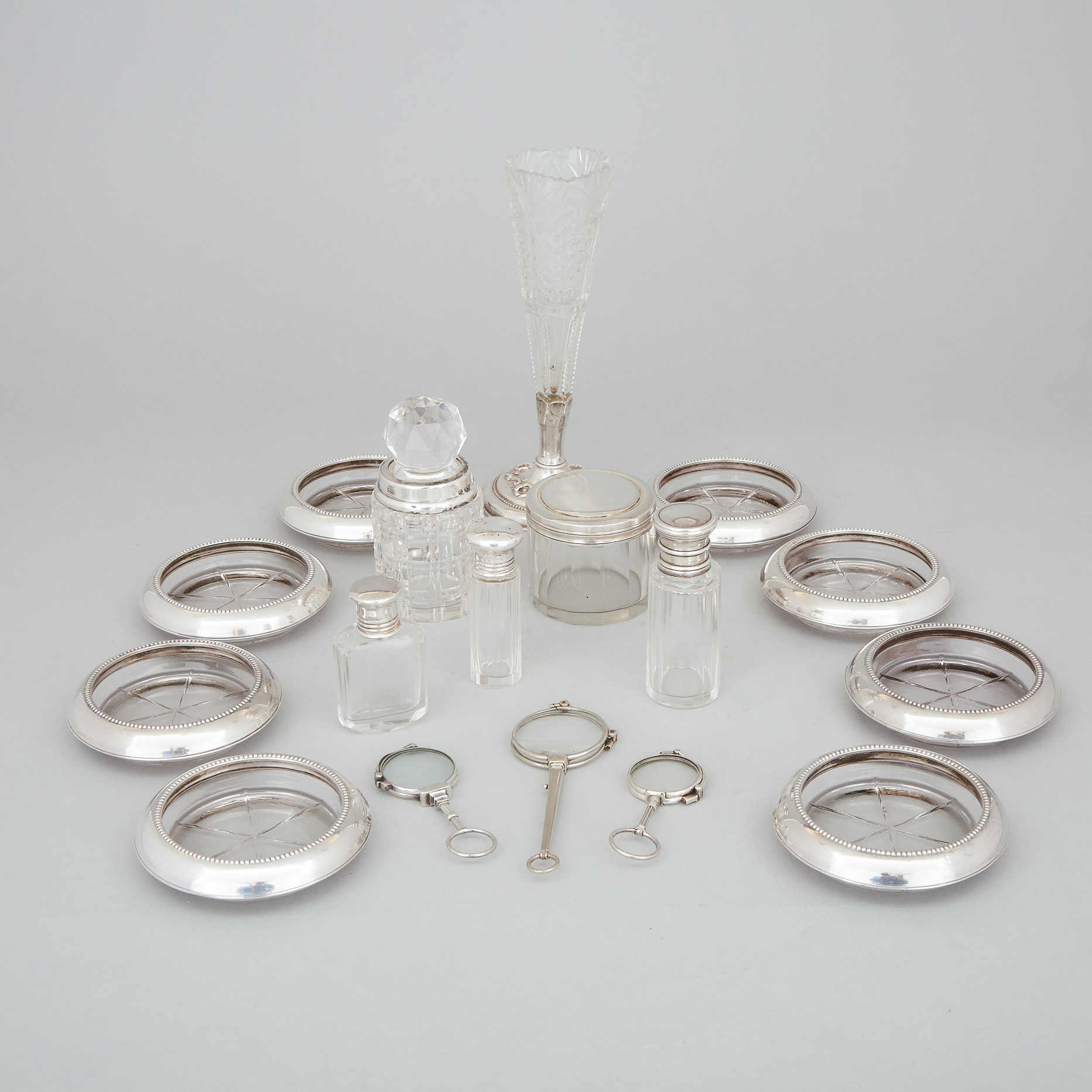 Group of Mainly English and North American Silver Mounted Glass, 20th century