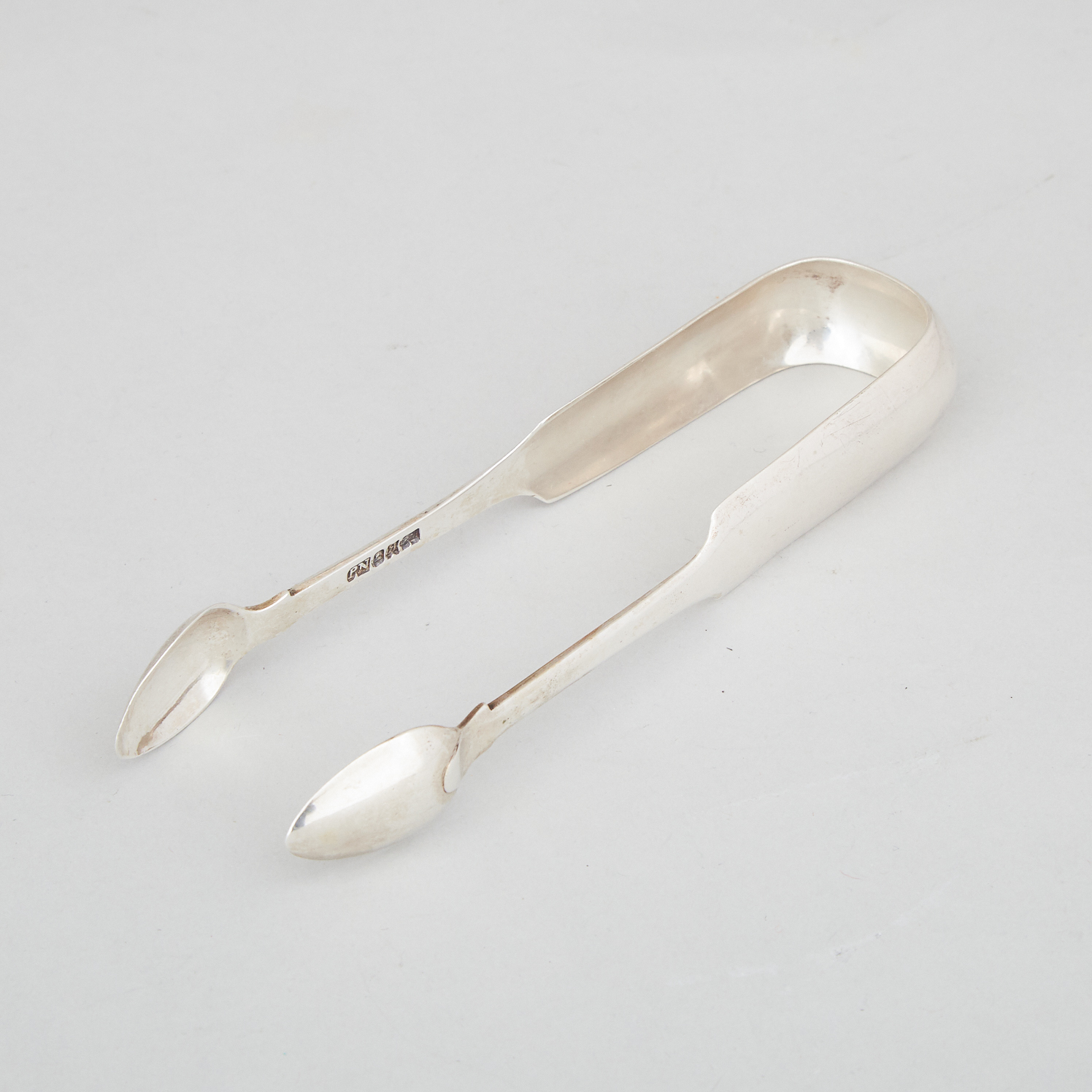 Canadian Silver Fiddle Pattern Sugar Tongs, Peter Nordbeck, Halifax, N.S., mid-19th century