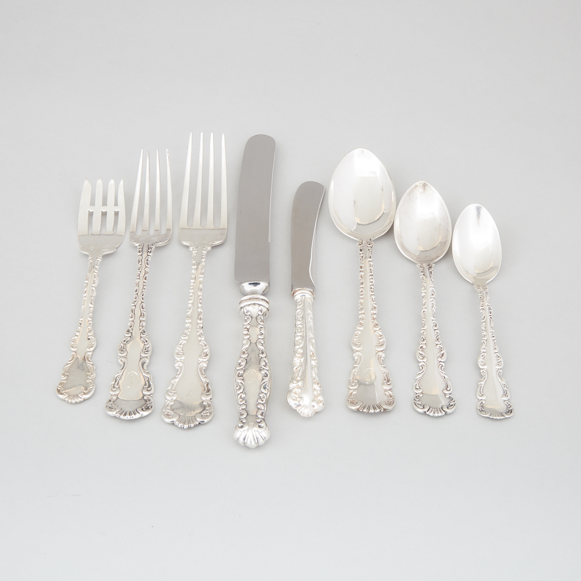 Canadian Silver ‘Louis XV’ Pattern Flatware, J.E. Ellis & Co. and Roden Bros., Toronto, Ont., early 20th century