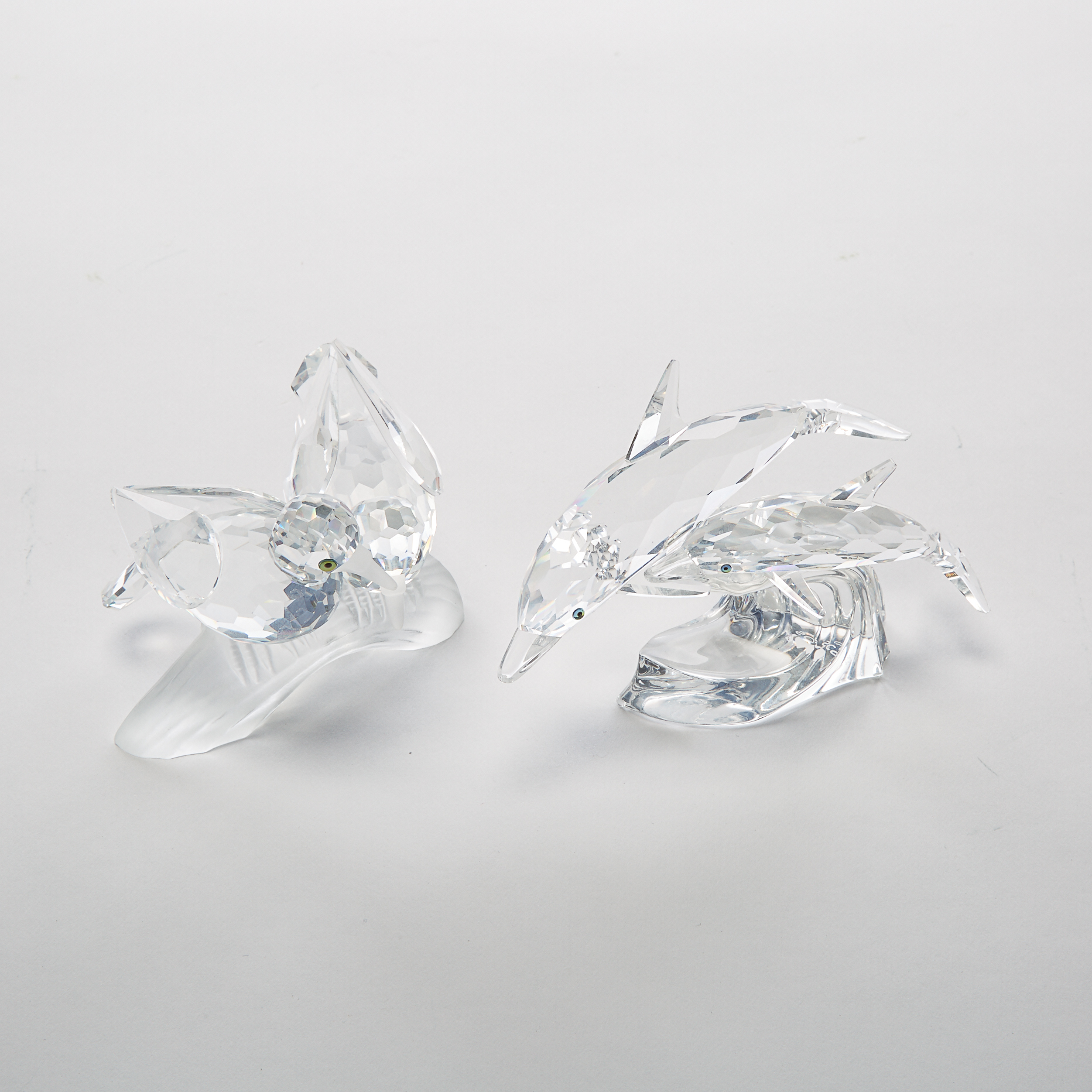 Swarovski Crystal 'Caring and Sharing' Turtledoves and 'Lead Me' Dolphins, 1989/1990