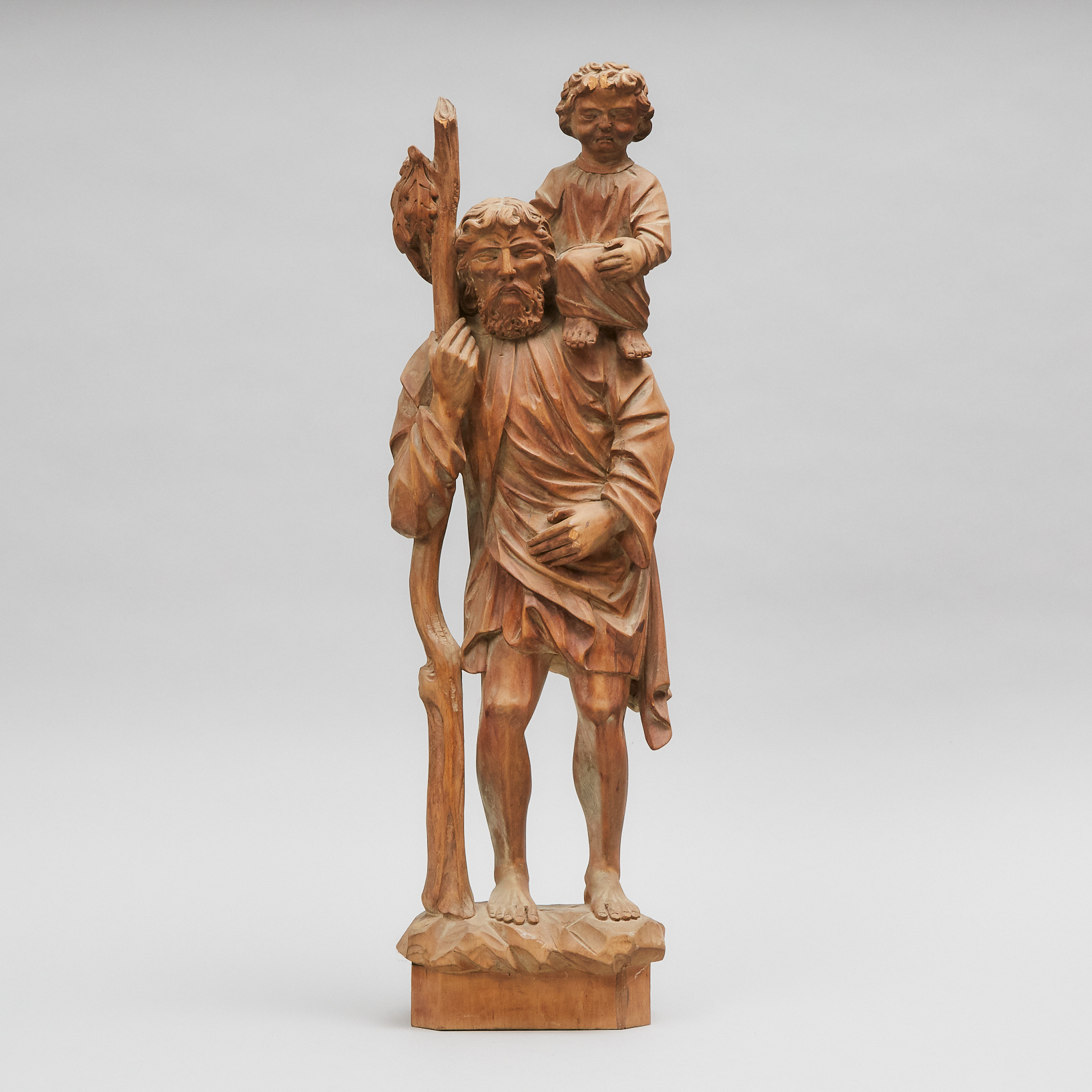 South German Carved Limewood Figure of St. Christopher, early 20th century