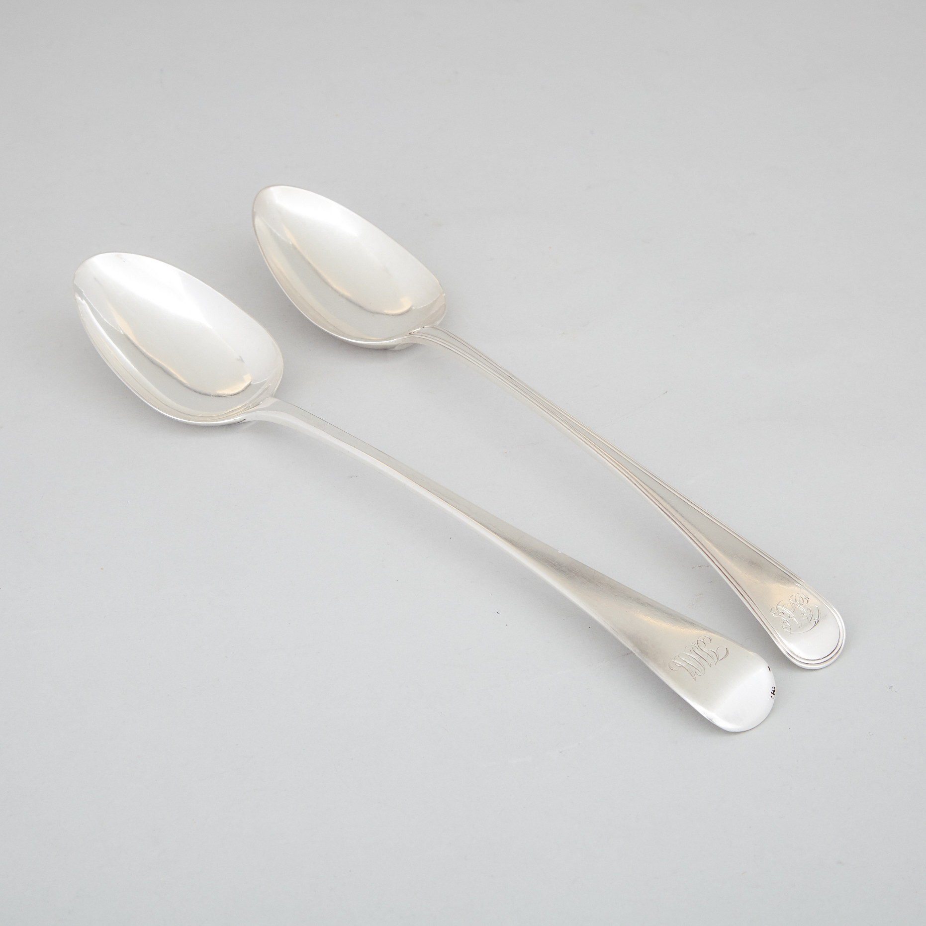 Two George III Silver Thread and Old English Pattern Serving Spoons, George Smith III & William Fearn and Richard Crossley & George Smith IV, London 1794/1806
