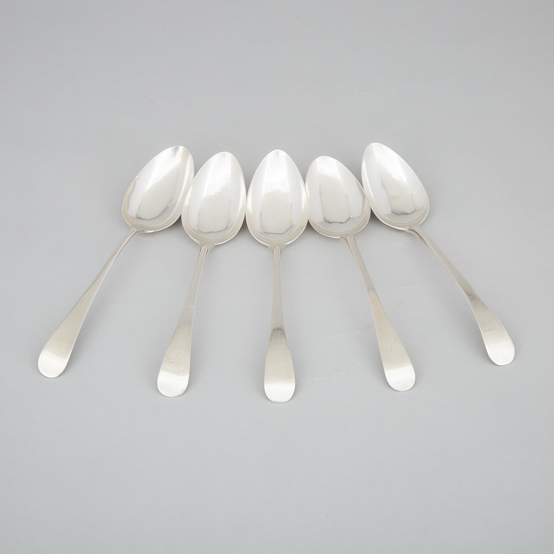 Five George III Silver Old English Pattern Table Spoons, Ann Robertson, Newcastle, 1808