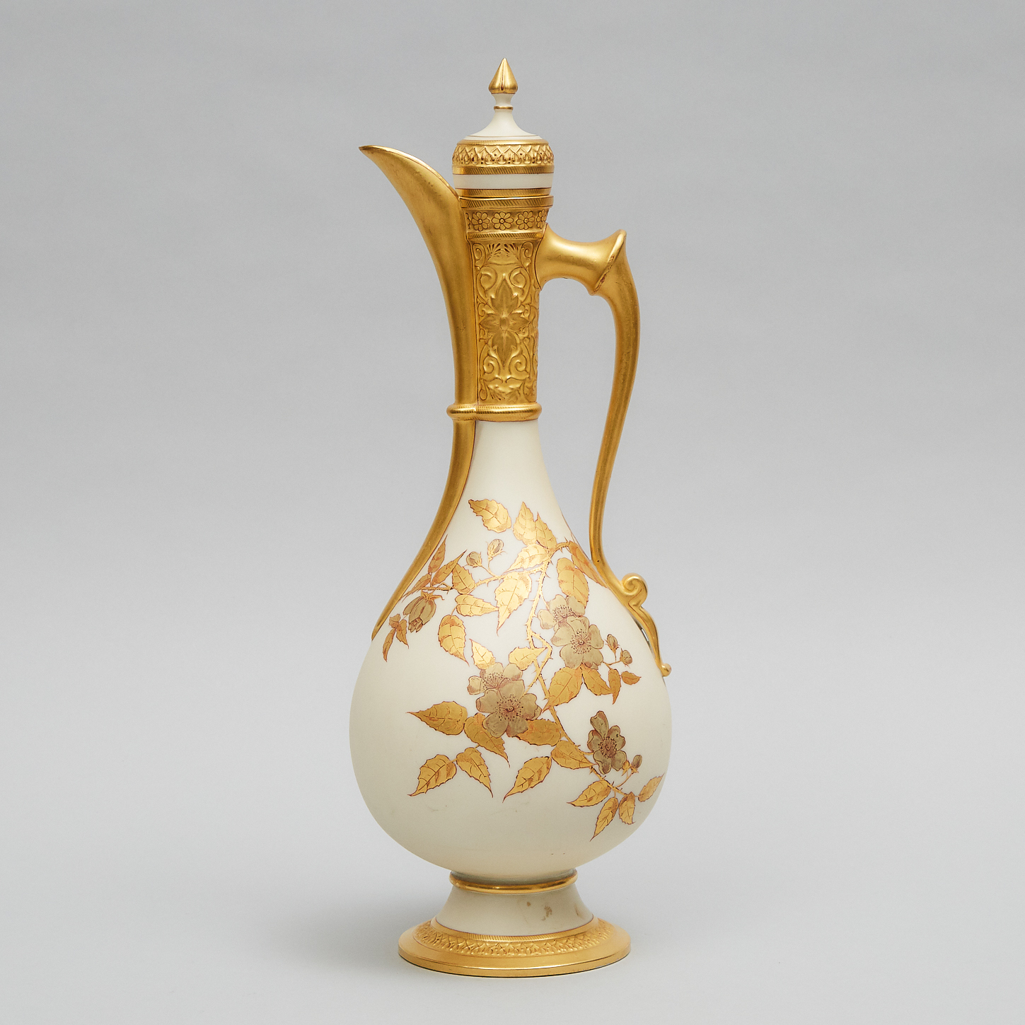 Royal Worcester Blush Ivory Ground Covered Ewer, 1880s