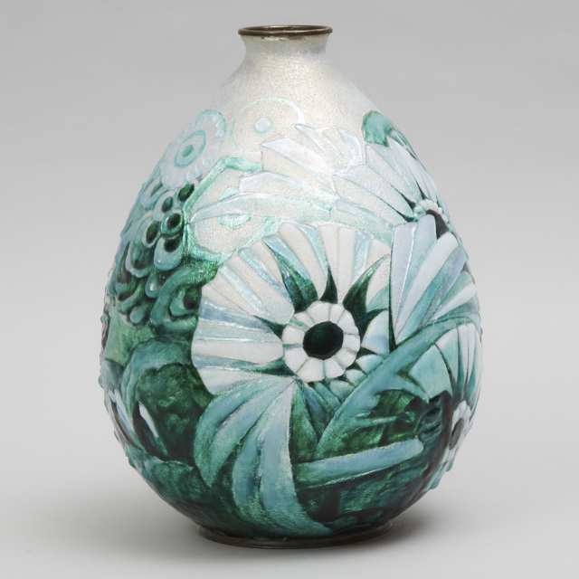 Camille Fauré (French, 1874-1956) Limoges Enamel Vase, c.1930