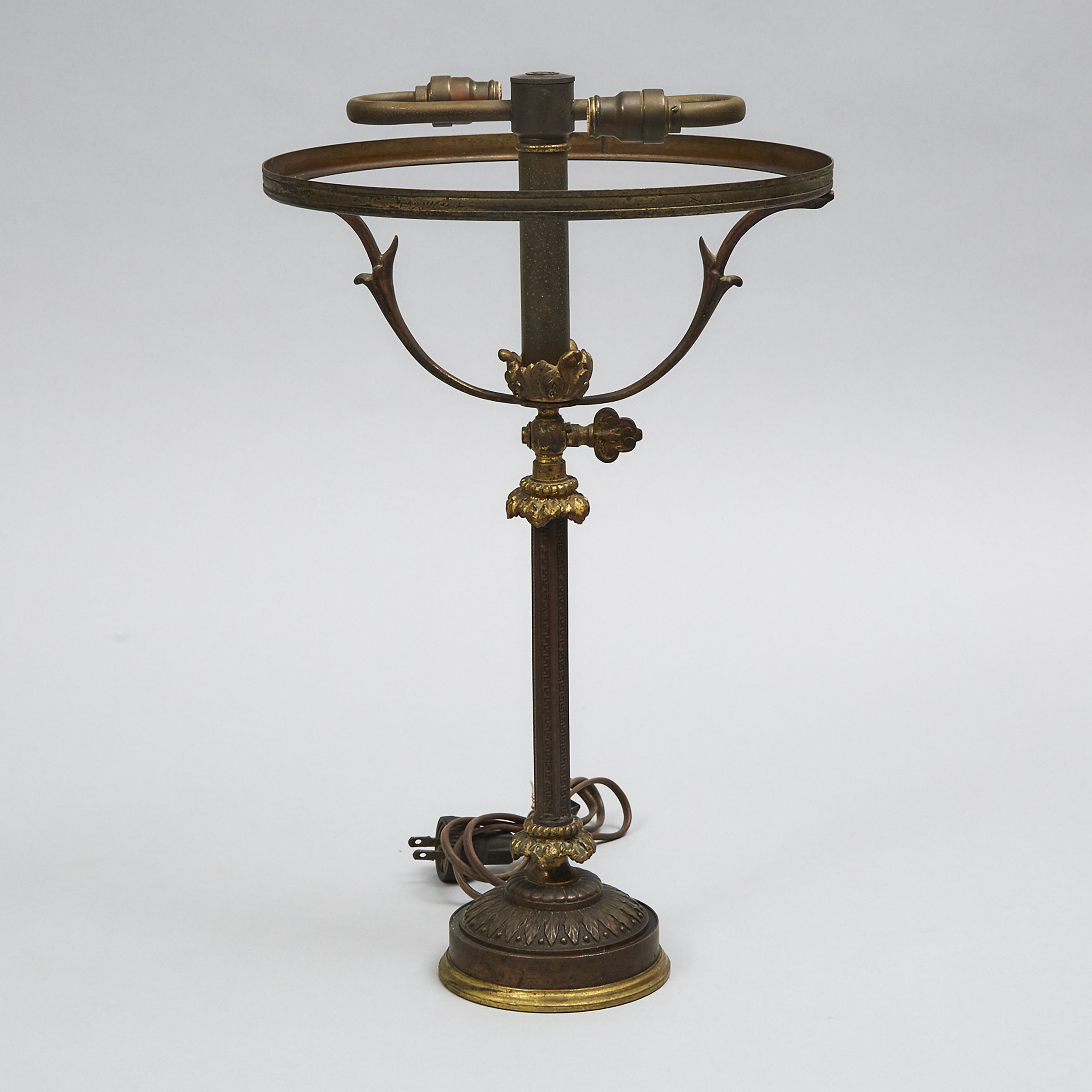 French Bronze and Gilt Bronze Desk Lamp, early 20th century