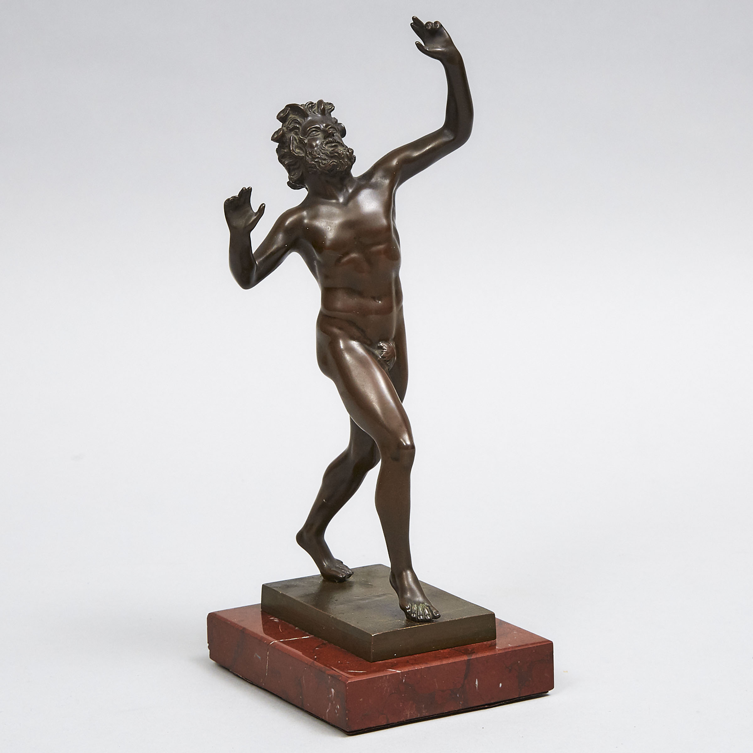 Italian Grand Tour Patinated Bronze Model of The Dancing Faun, Pompeii, late 19th century