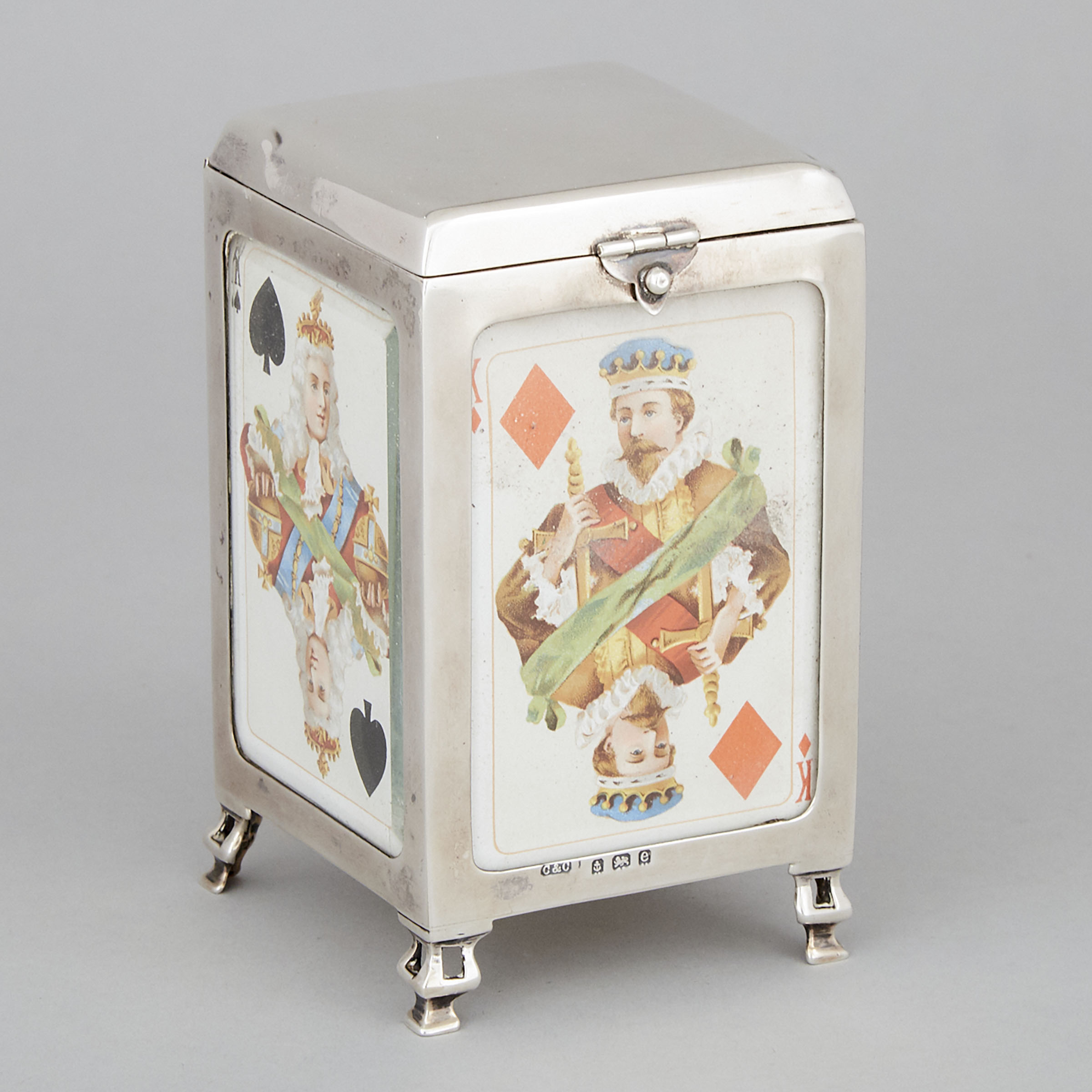Late Victorian Silver Playing Cards Box, Cohen & Charles, London, 1900