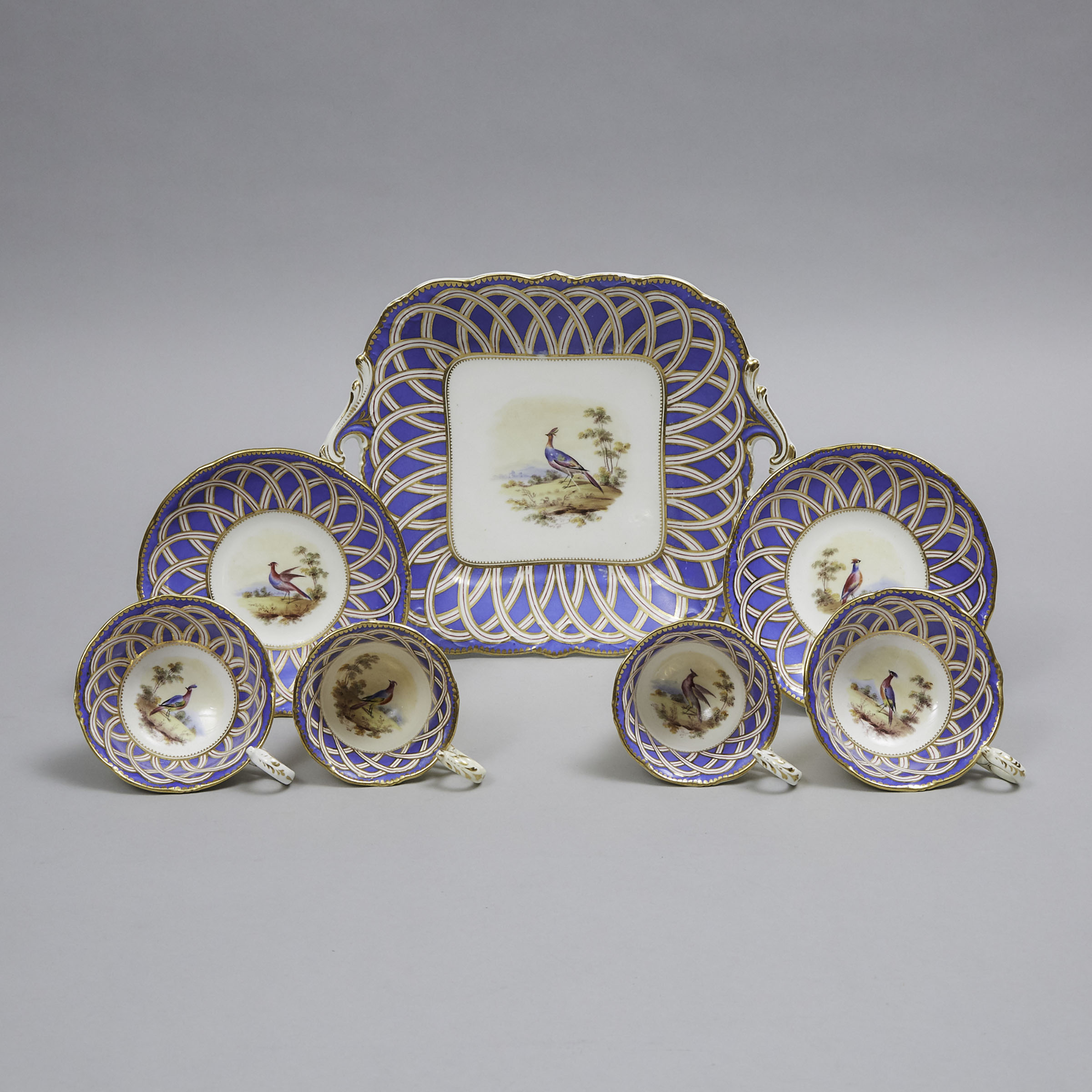 Samuel Alcock Cake Plate and Two Trios, c.1830