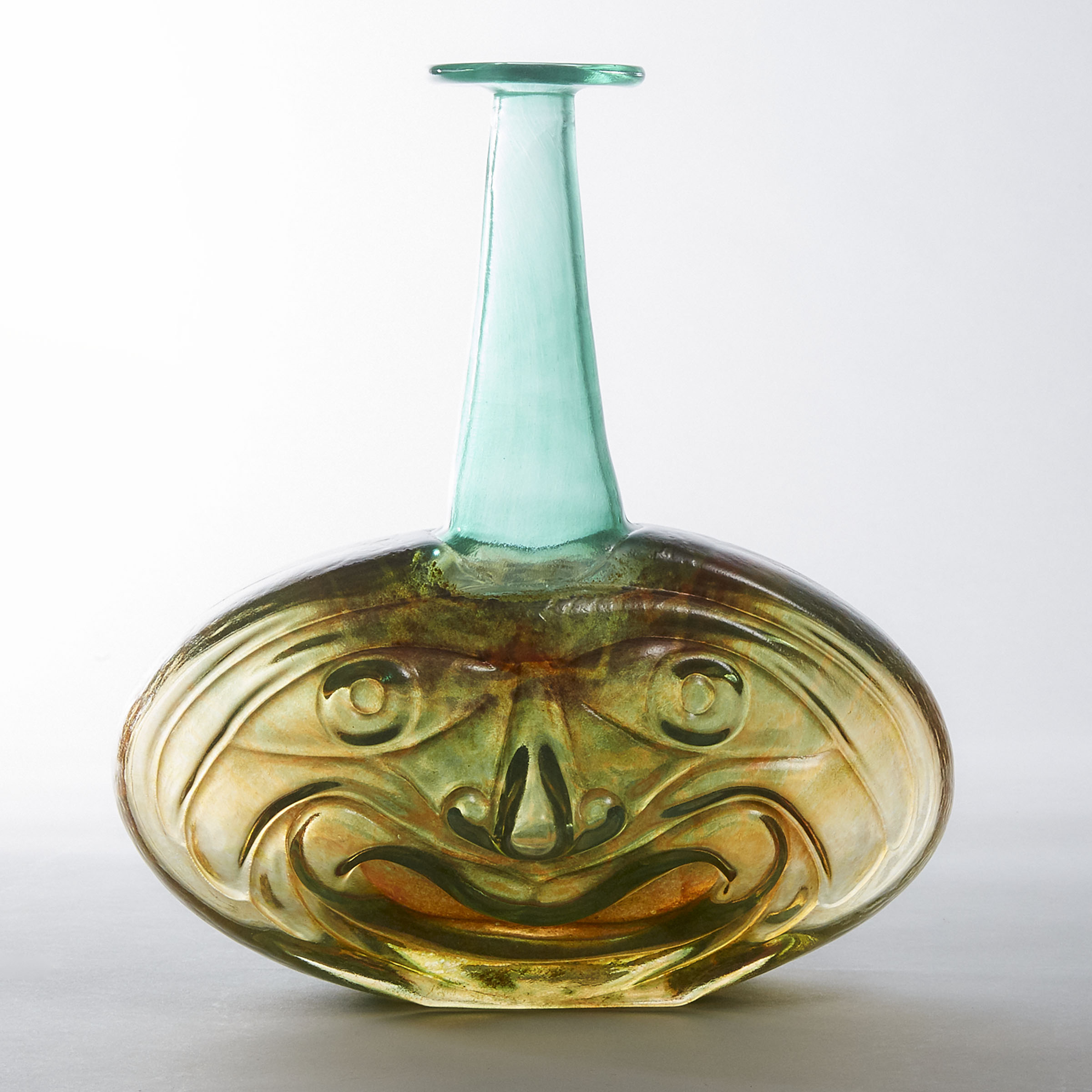 Kosta Boda 'Rio' Coloured Glass Face Vase, Kjell Engman, 1980s