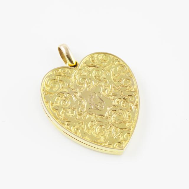 English 9k Yellow Gold Heart-Shaped Locket