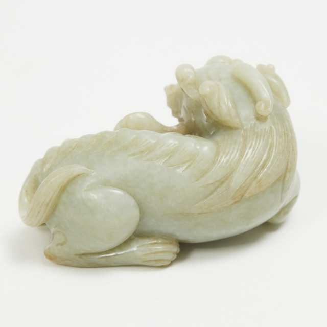 A Jade Fu-Dog Father and Son Pair Carving