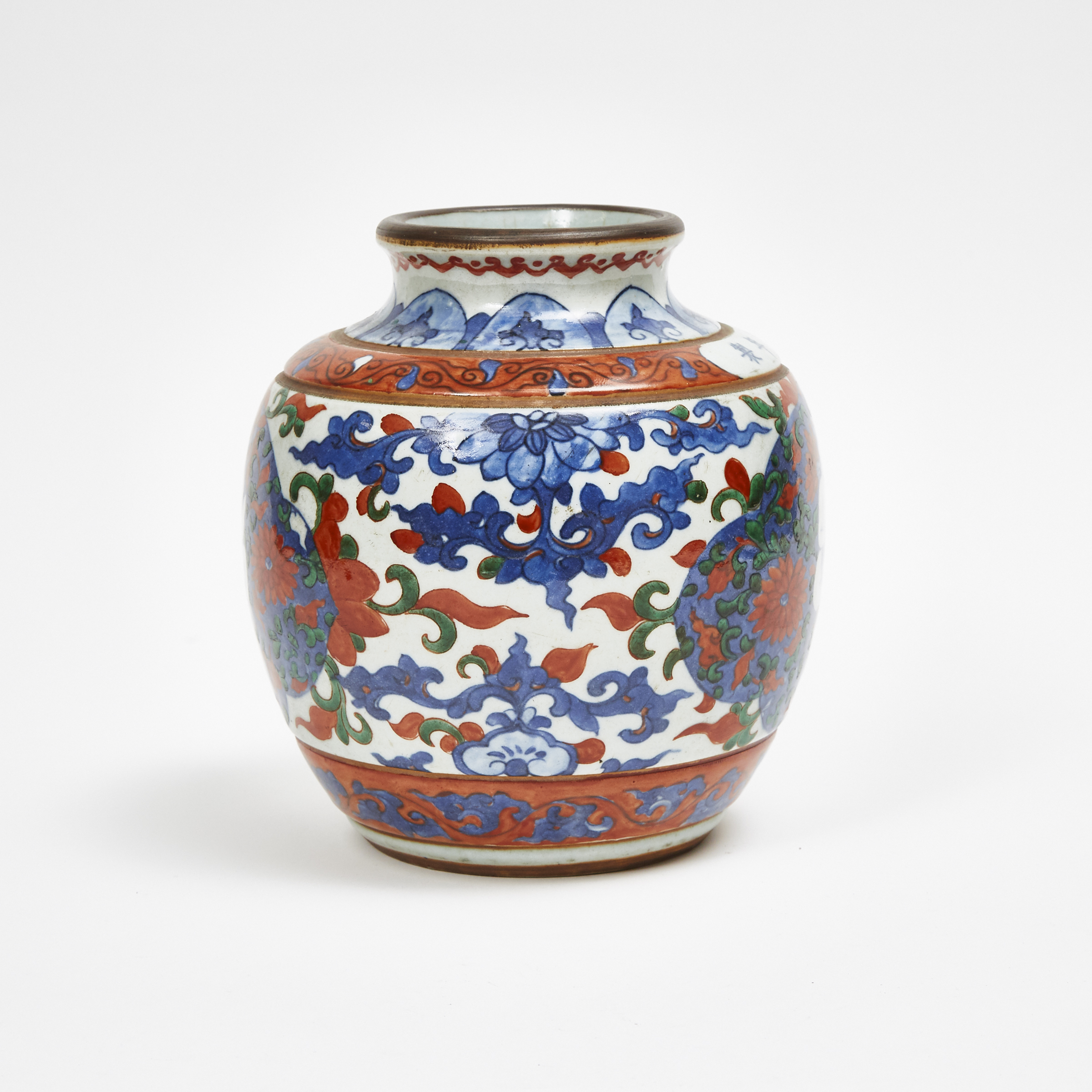 A Blue and White with Enamel Porcelain 'Boys' Vase, Qing Dynasty 