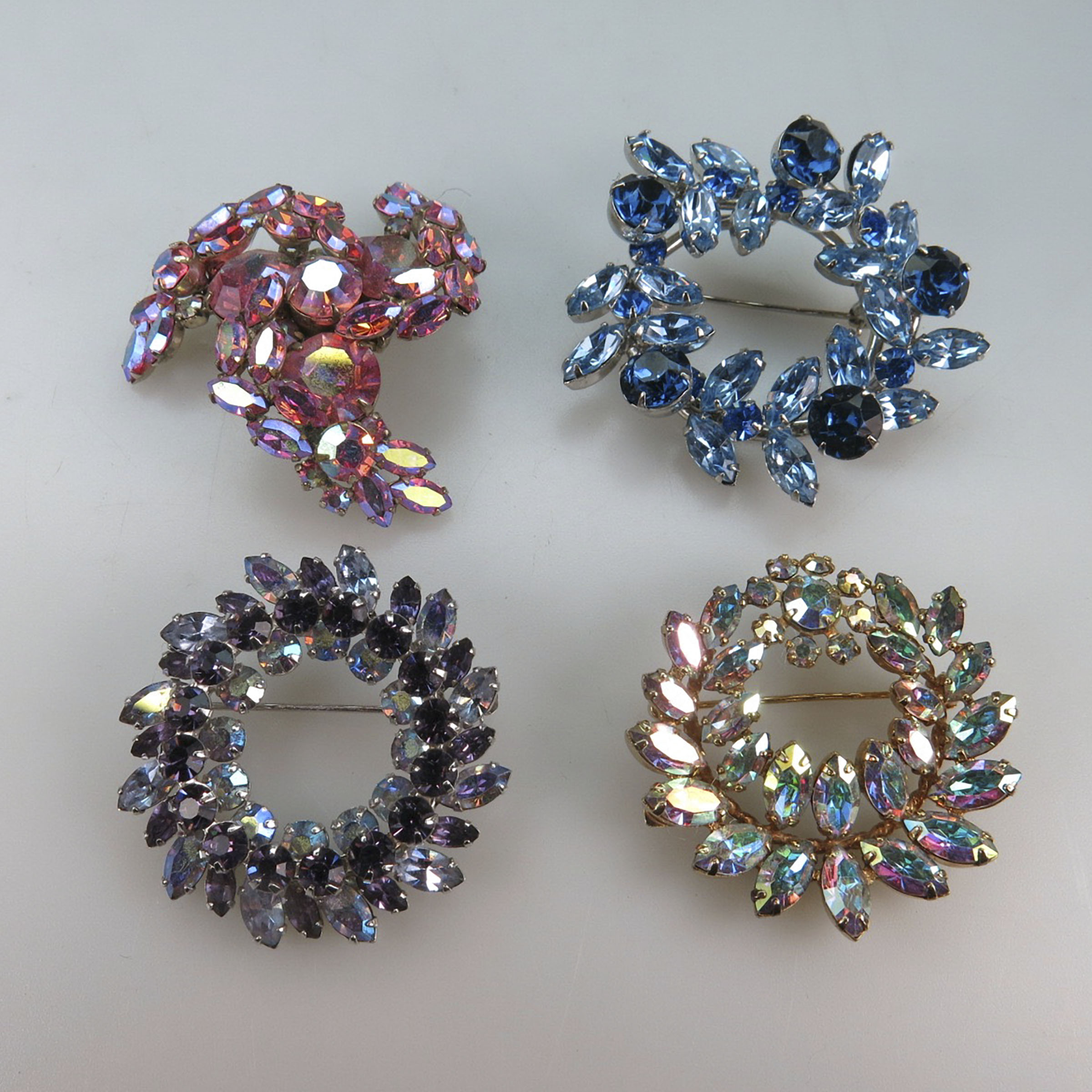 Four Sherman Silver Tone And Gold Tone Metal Brooches