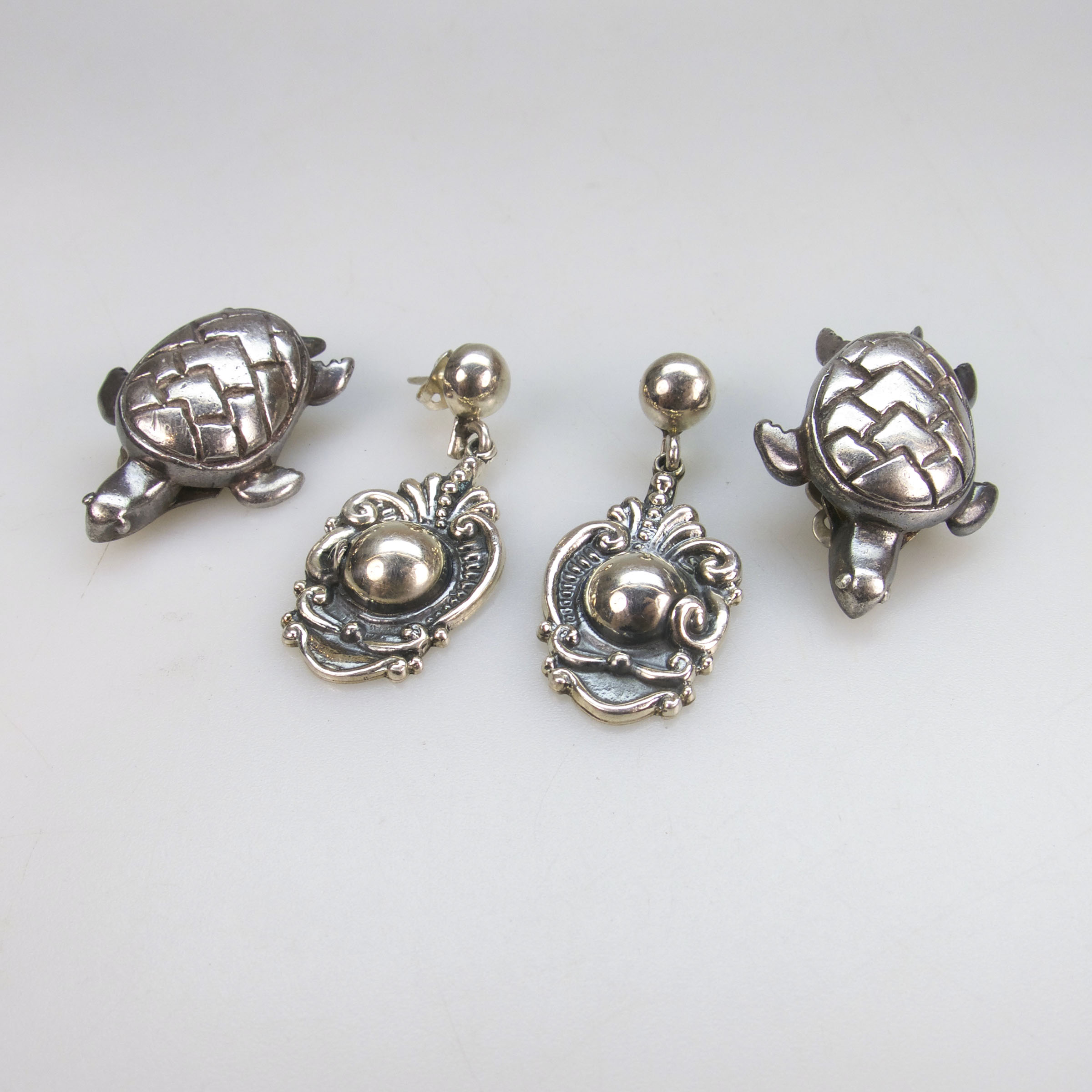 Two Pairs Of Mexican 950 Grade Silver Earrings