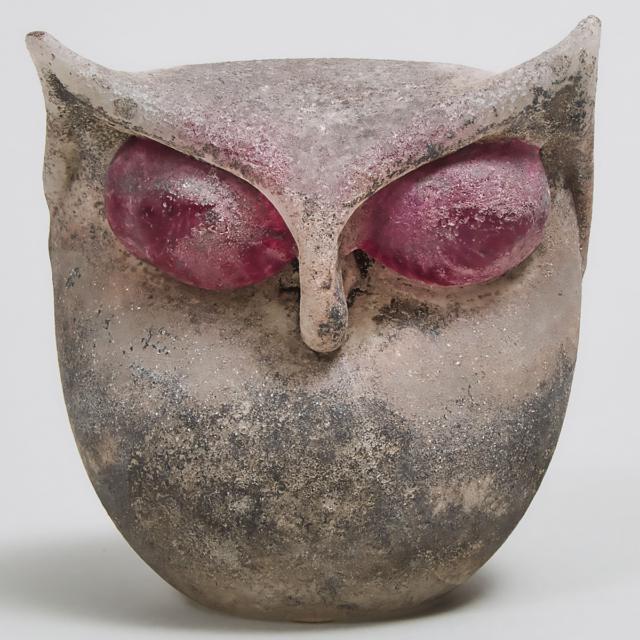 Cenedese Murano Coloured Glass Owl, Antonio Da Ros, 1960s