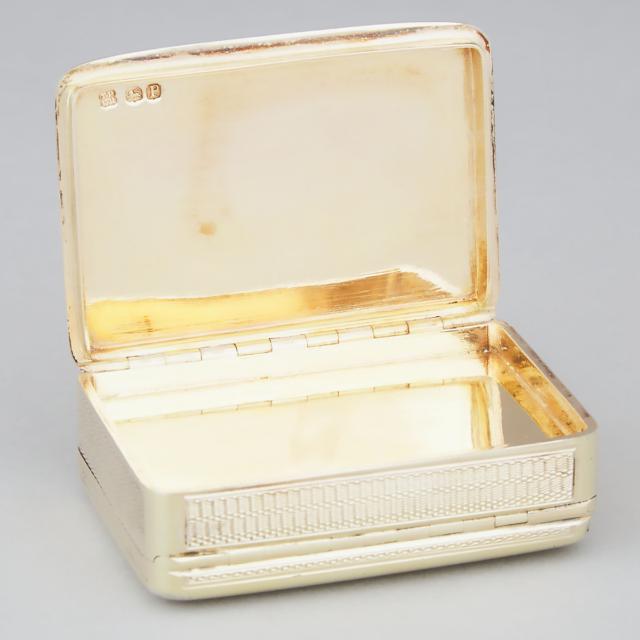 George III Silver-Gilt Two-Compartment Rectangular Snuff Box, Thomas Phipps & Edward Robinson, London, 1810