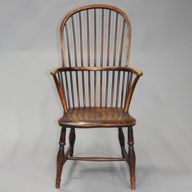 Elm Bow Back Windsor Arm Chair, early 19th century