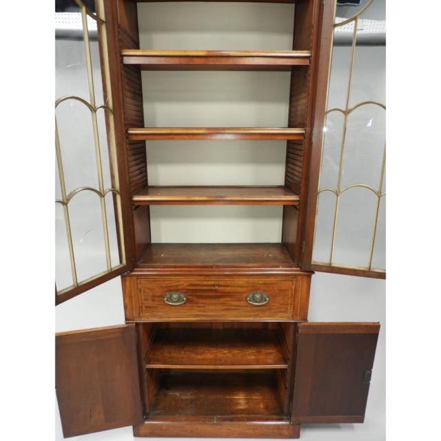 Regency Satinwood Strung Mahogany Bookcase Cabinet, c.1830