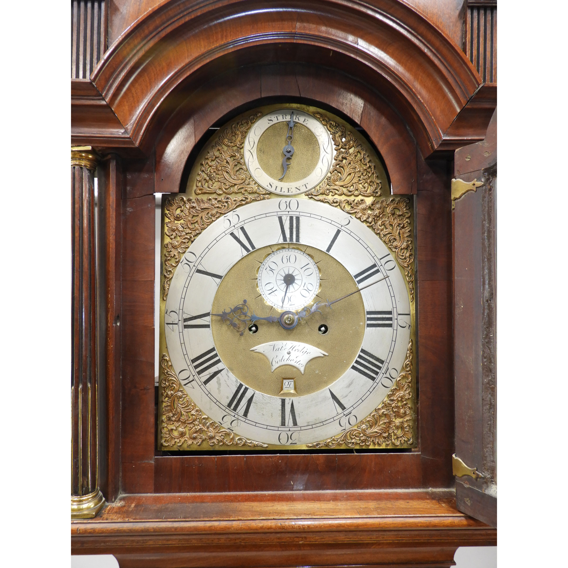 English Mahogany Tall Case Clock, Nathaniel Hedge, Colchester, late 18th century