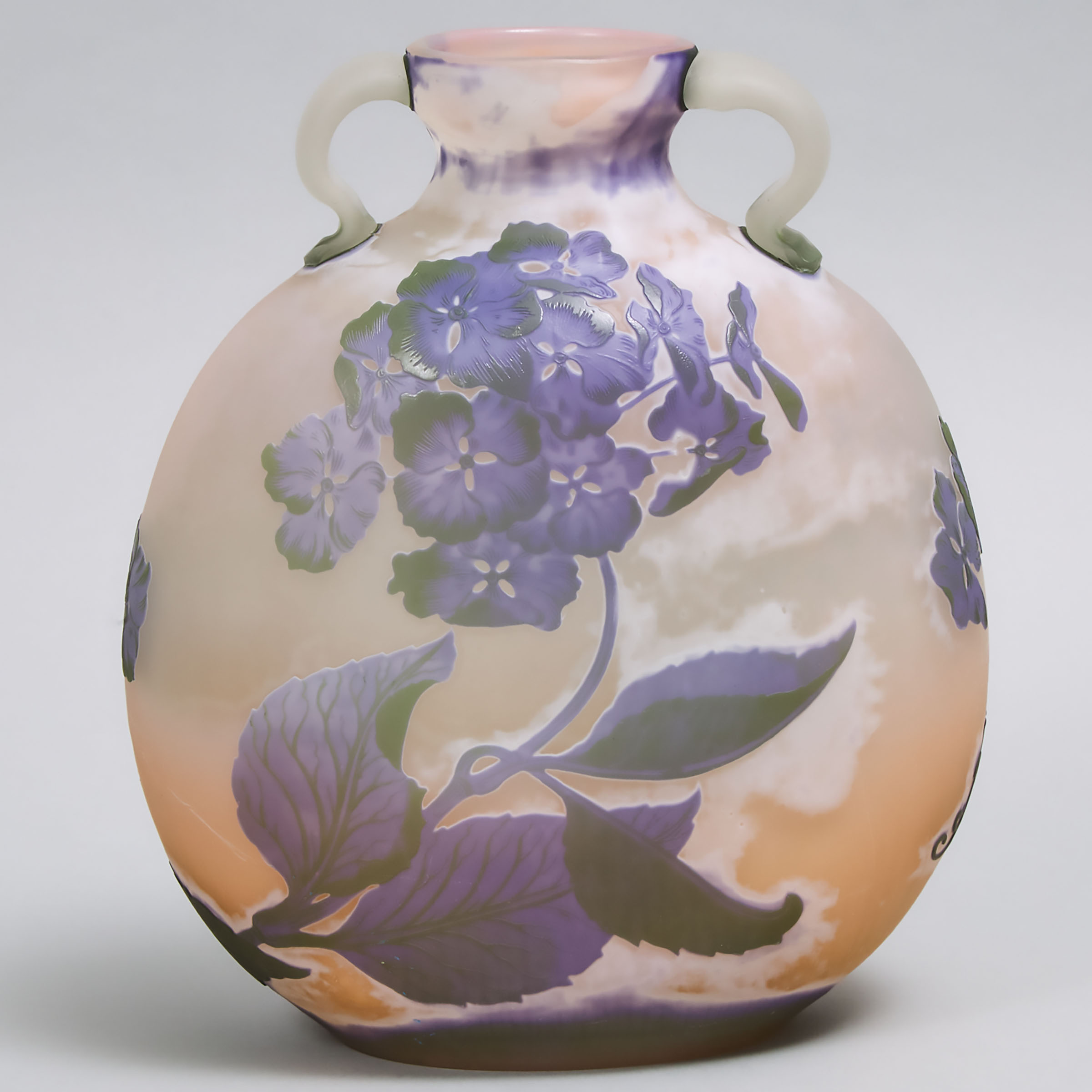 Gallé Cameo Glass Hydrangea 'Pilgrim' Vase, c.1904-06