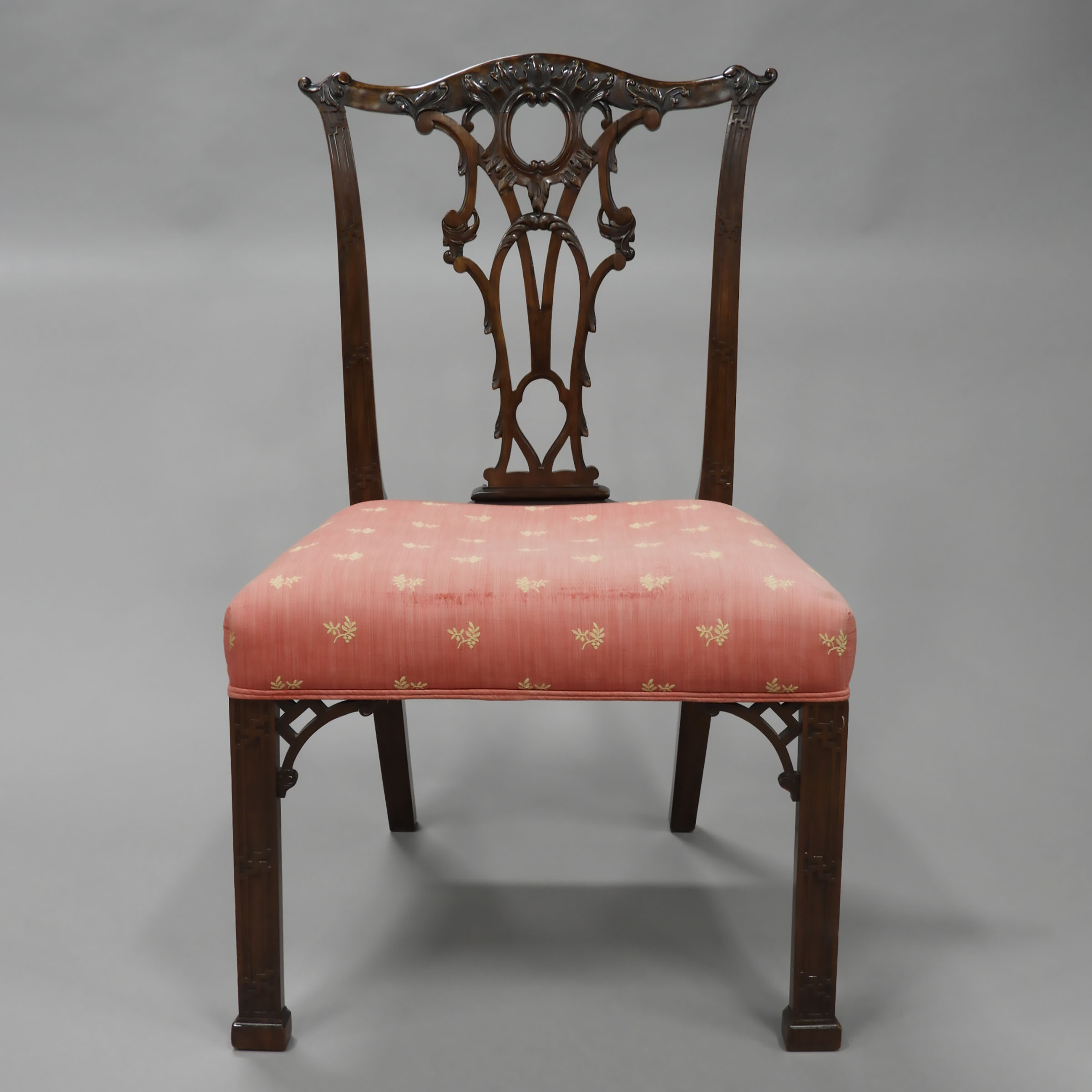 Chinese Chippendale Carved Mahogany Side Chair, early 20th century