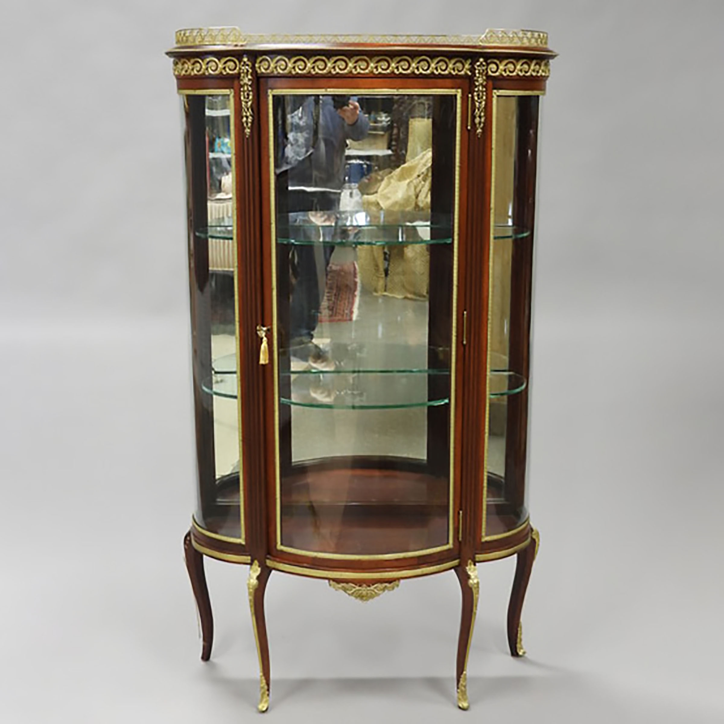 French Ormolu Mounted Mahogany Vitrine on Stand, mid-late 20th century