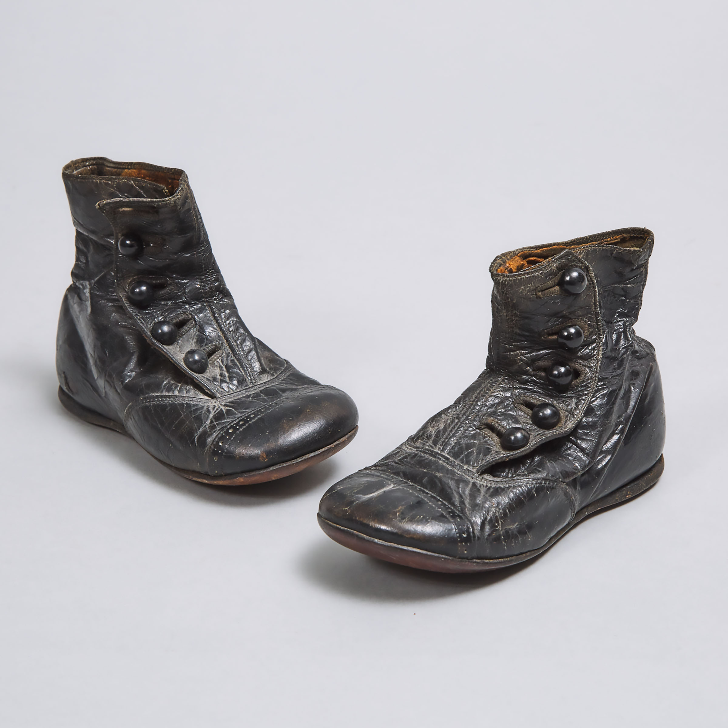 Pair of Victorian Children's Leather Shoes, 19th century