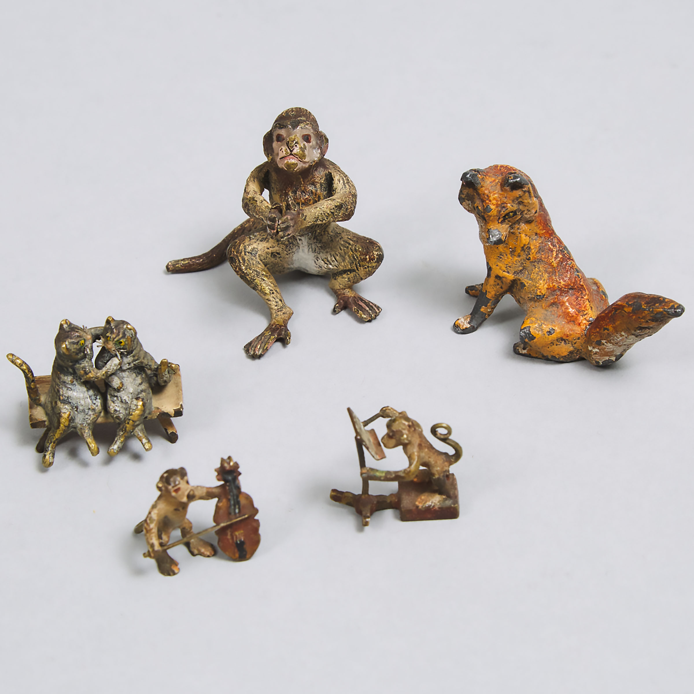 Group of Austrian Cold Painted Bronze Animals, c.1900