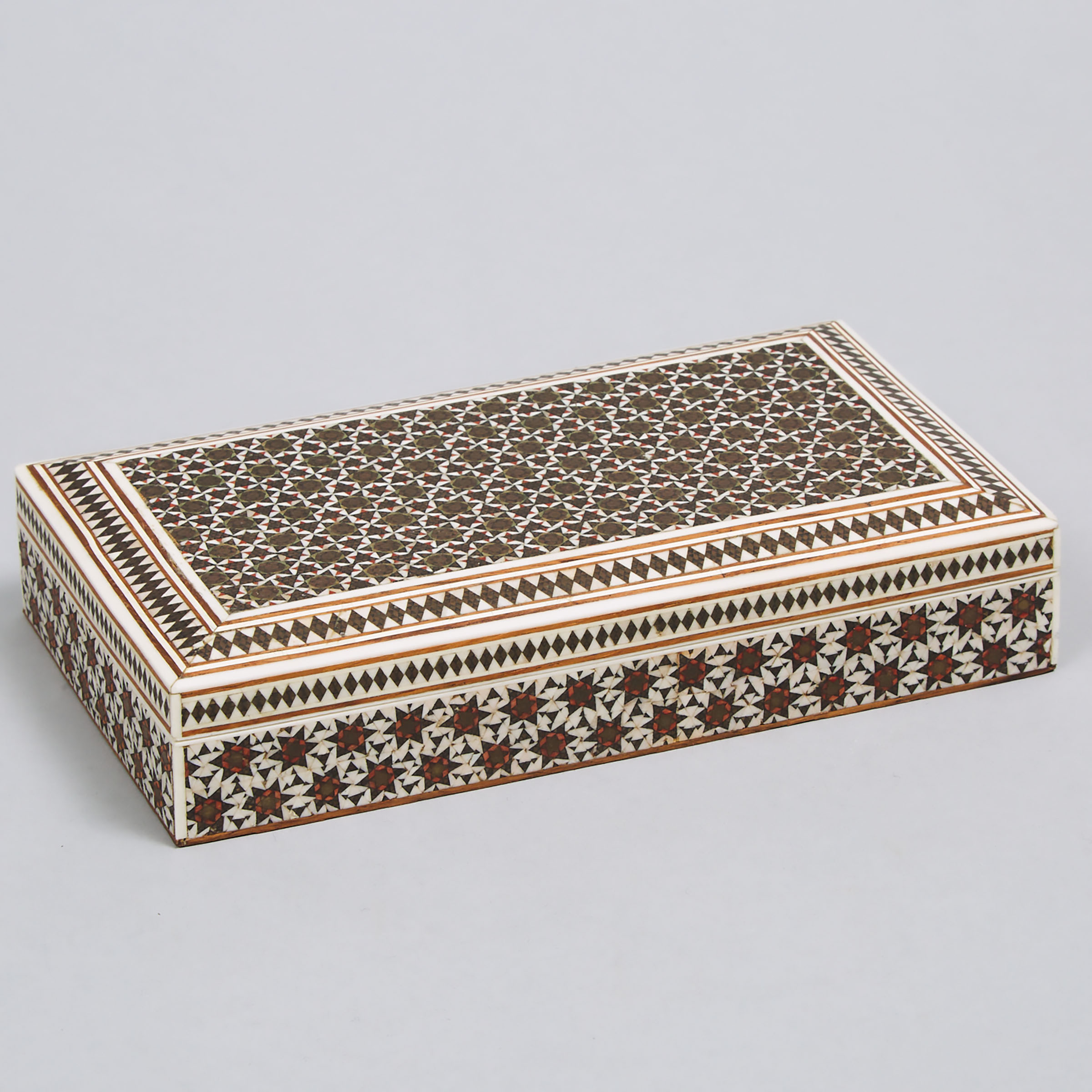 Vizagapatam Bone and Mixed Material Inlaid Sandalwood Box, mid 20th century