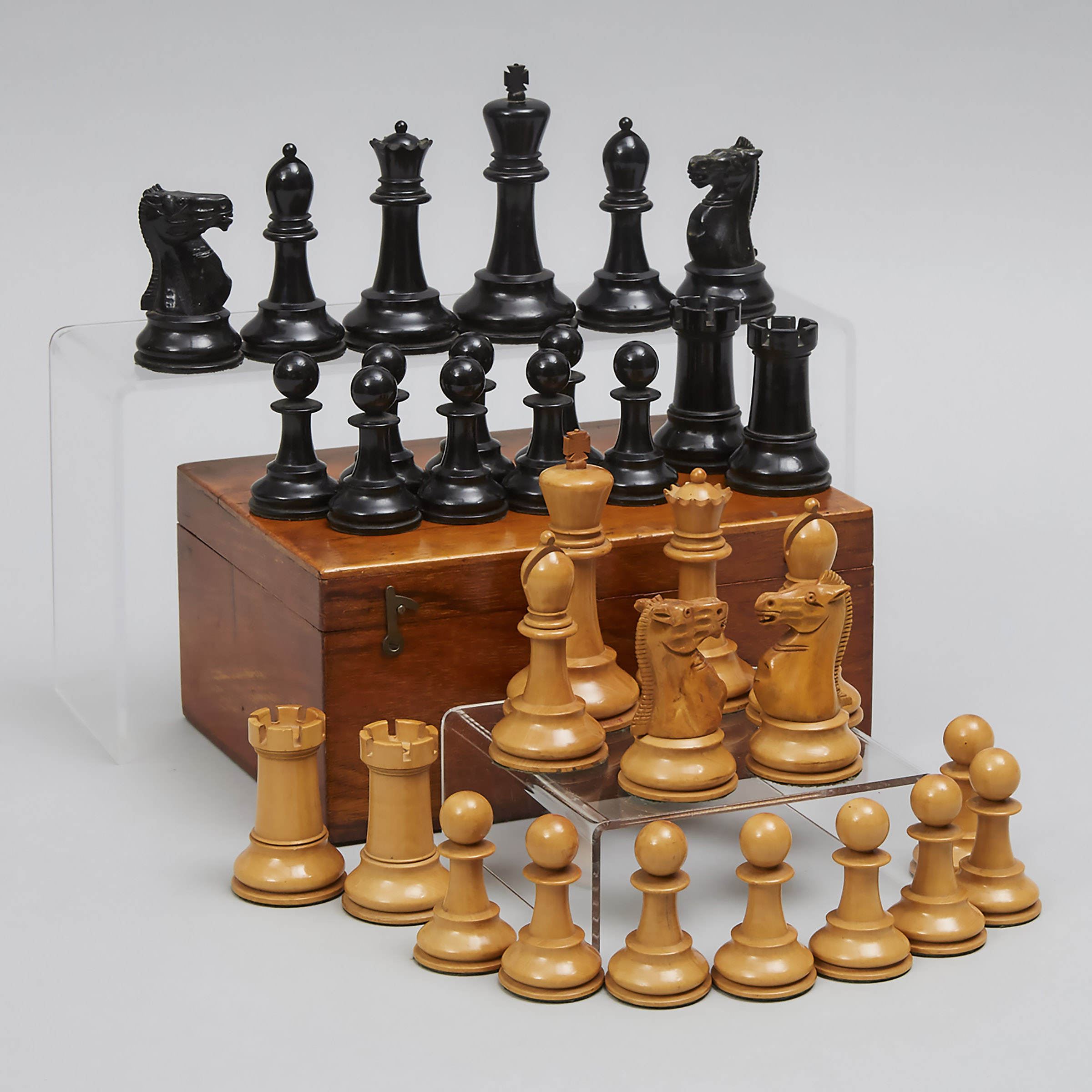 J. Jaques & Sons Boxwood and Ebony Staunton Pattern Chess Set, London, c.1930