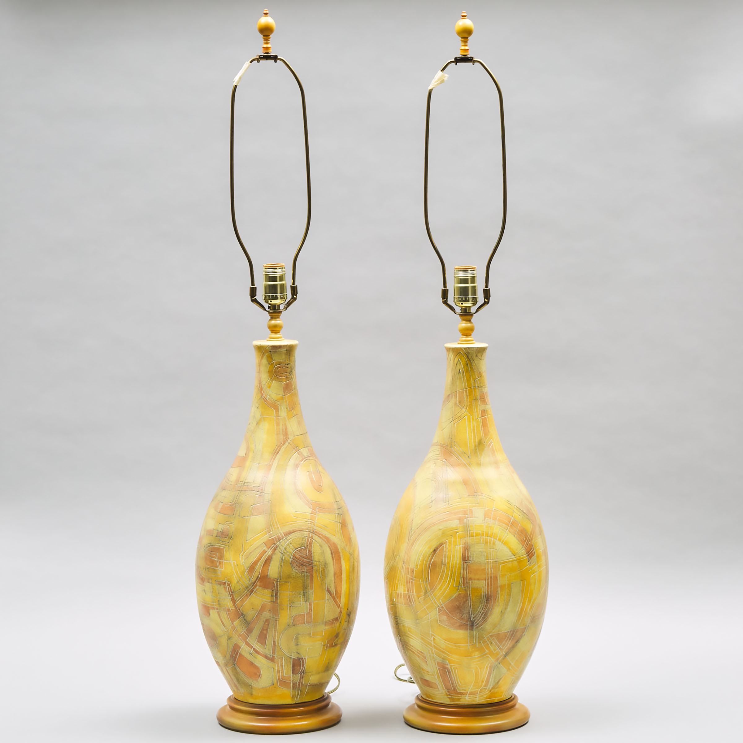 Pair of Brooklin Pottery Table Lamps, Theo and Susan Harlander, c.1975-80