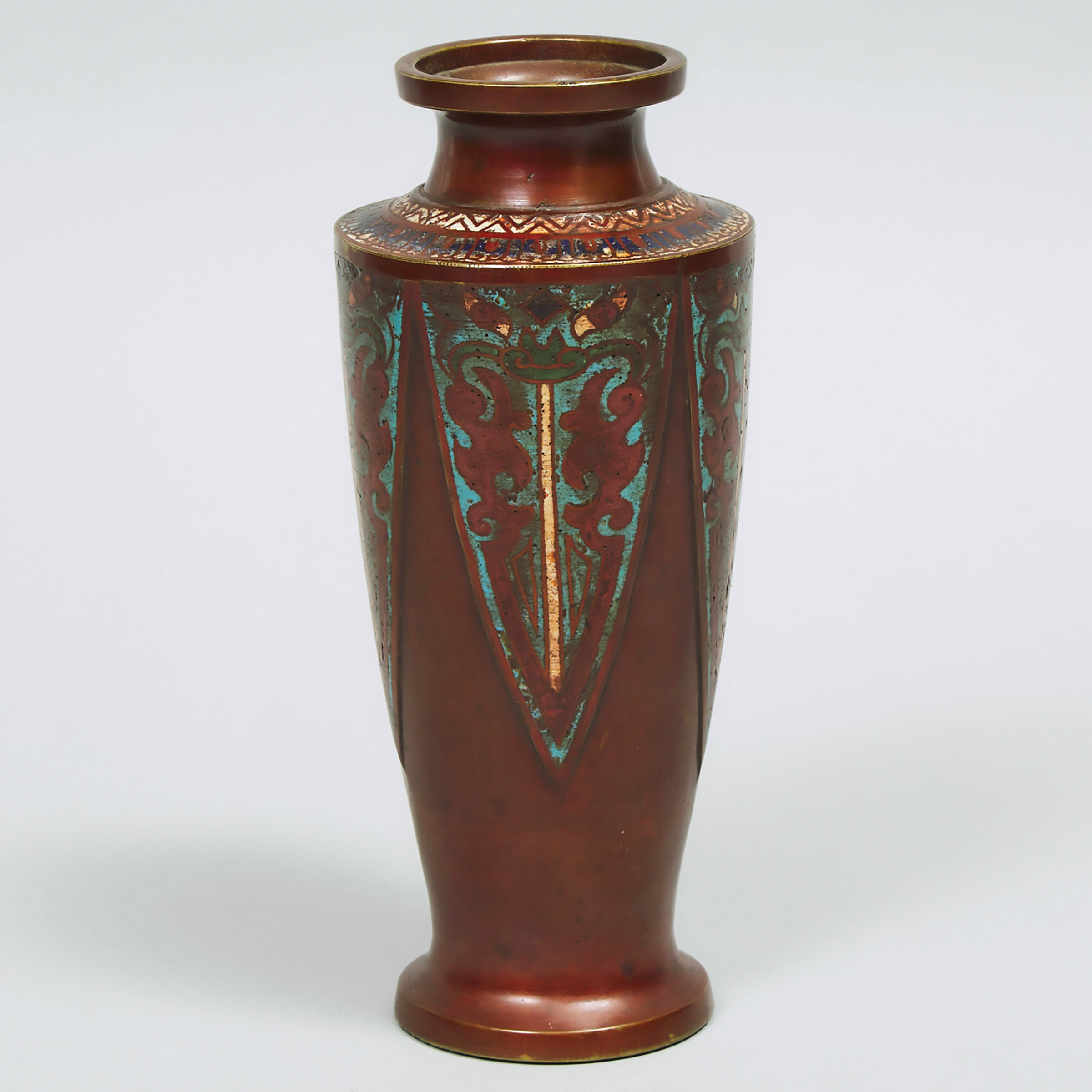 Japanese Cloisonné Enamelled Bronze Vase, mid 20th century