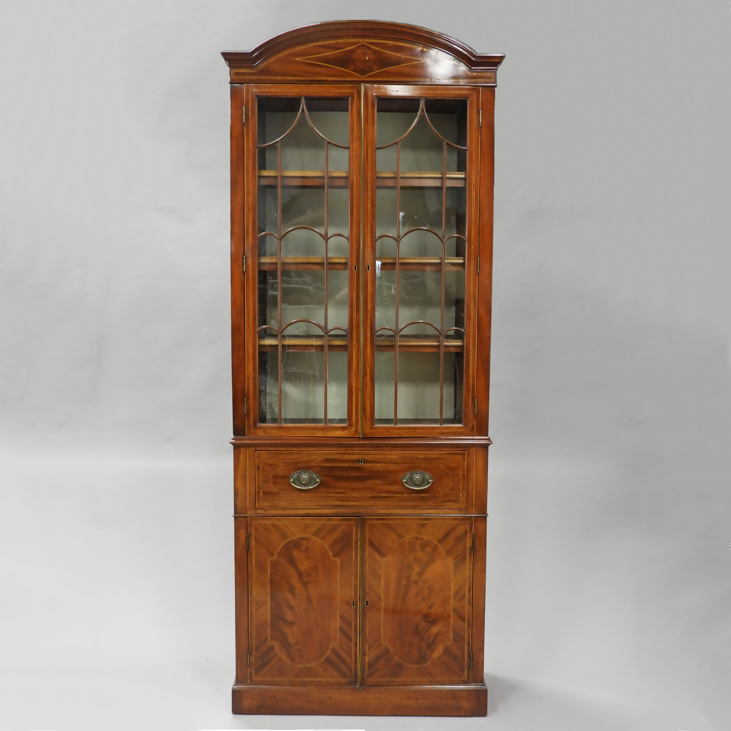 Regency Satinwood Strung Mahogany Bookcase Cabinet, c.1830