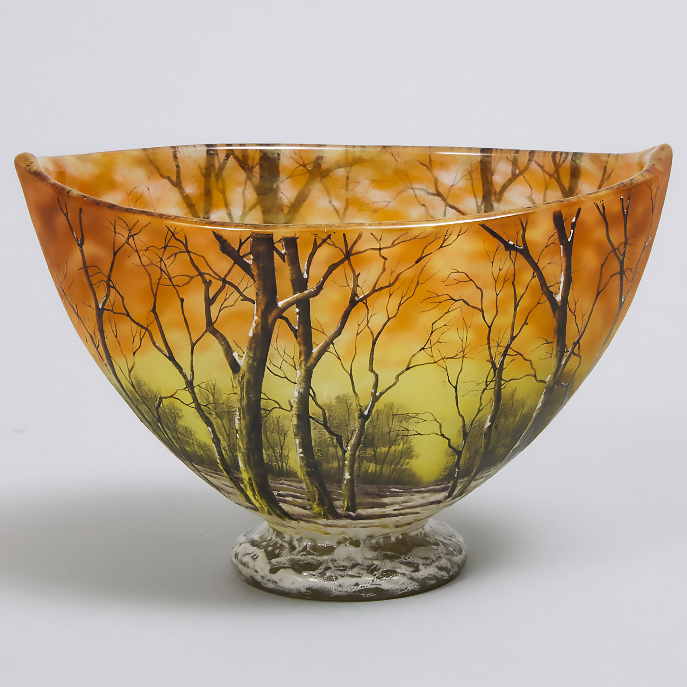 Daum 'Winter' Enameled Cameo Glass Vase, c.1900