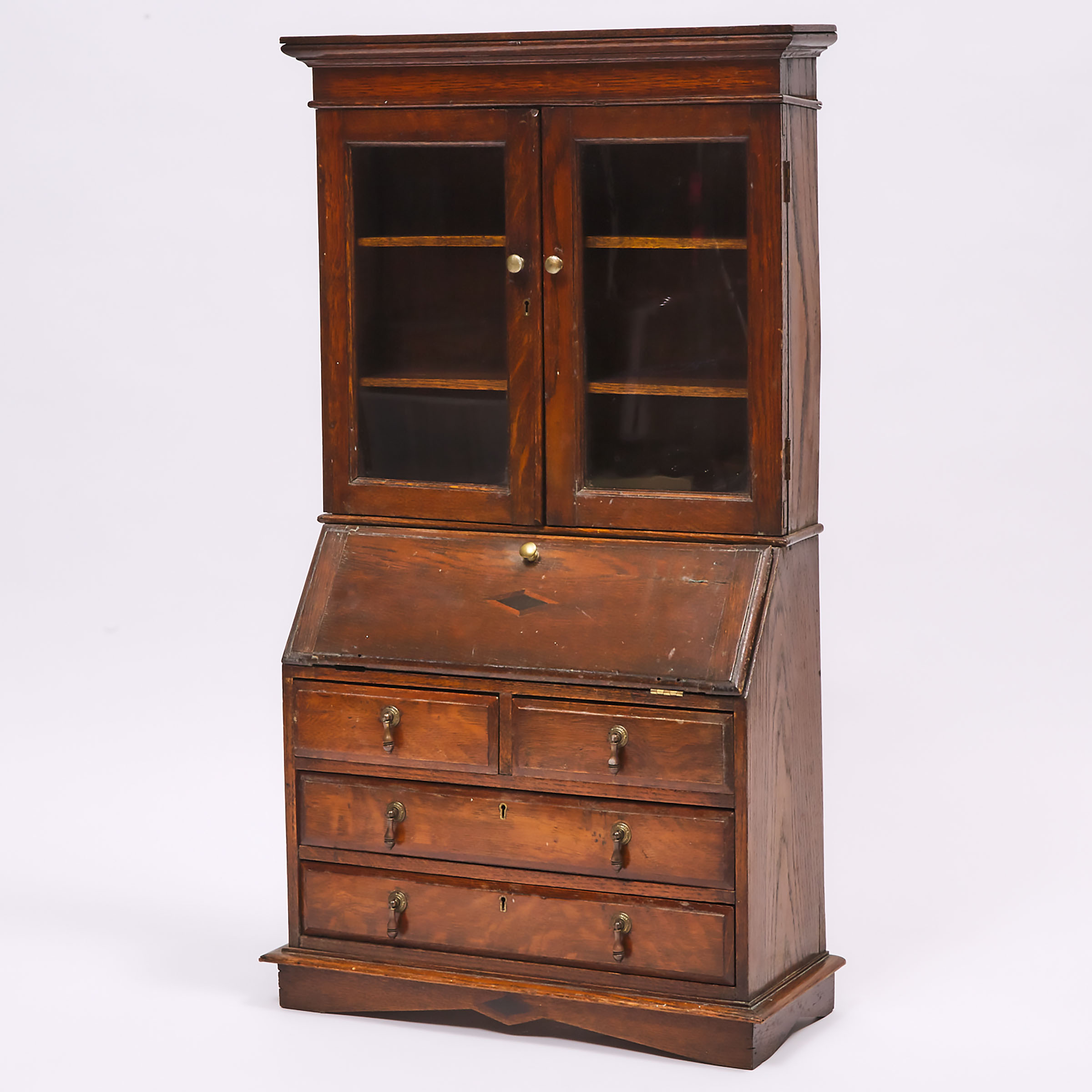 Miniature Oak Secretaire Bookcase, 19th/early 20th century