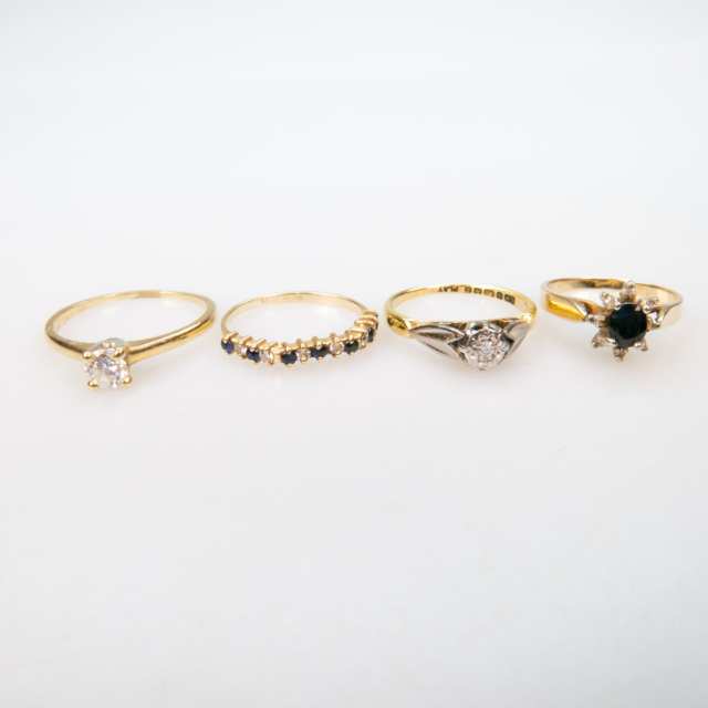 1 x 10k, 1 x 18k, And 6 x 14k Yellow Gold Rings 
