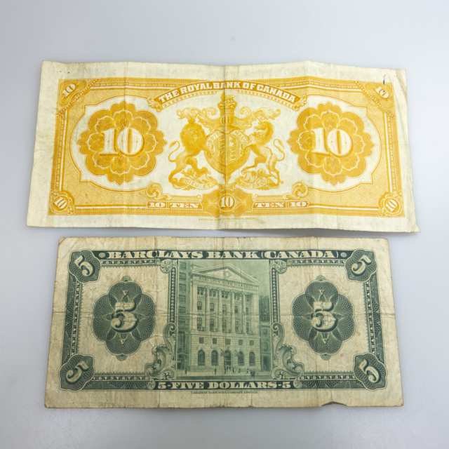 Two Canadian Chartered Bank Notes