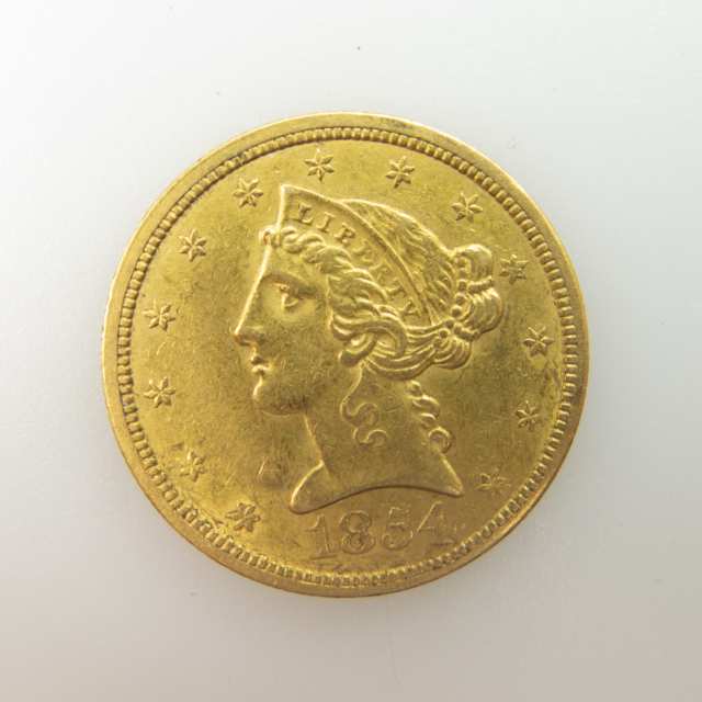 American 1854'O' $5 Gold Half Eagle