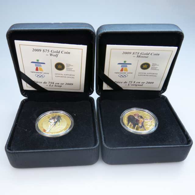 2 x Canadian 2009 $75 Gold Coins